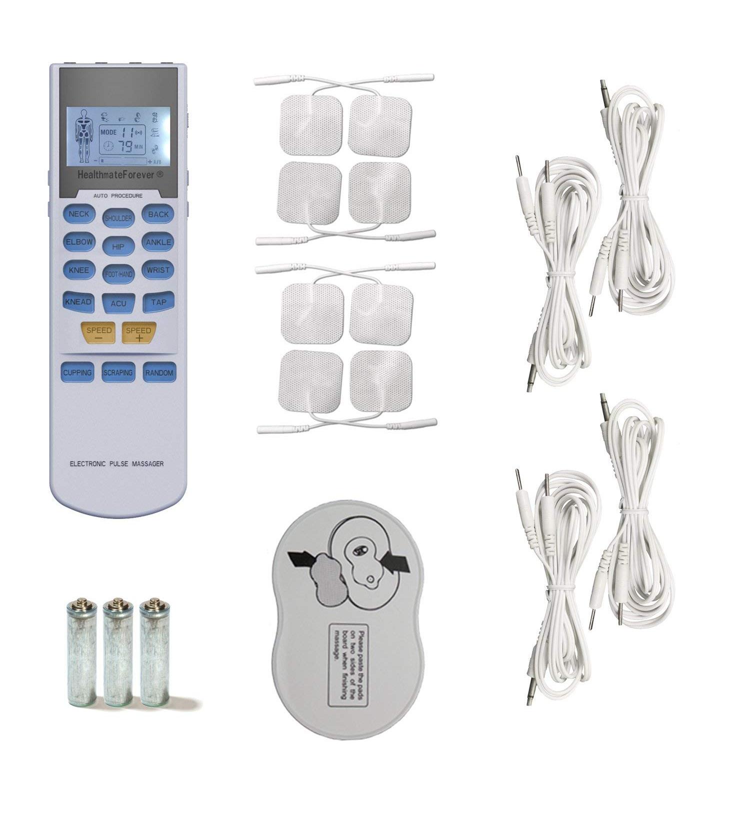 HealthmateForever YK15AB TENS unit EMS Muscle Stimulator 4 outputs 15 modes Handheld Electrotherapy device | Electronic Pulse Massager for Electrotherapy Pain Management Pain Relief Therapy: Chosen by Sufferers of Tennis E