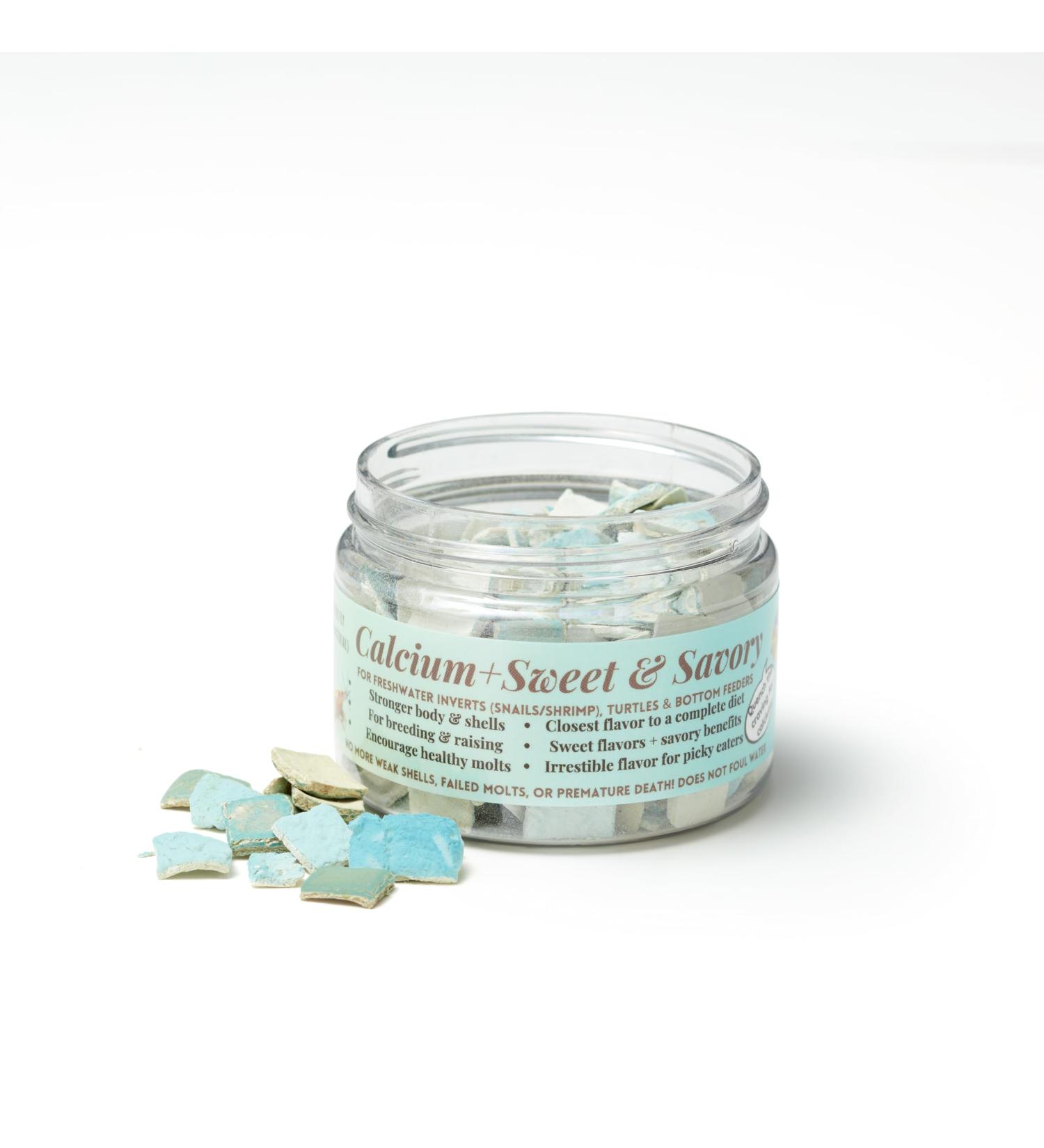 KatsAquatics Calcium + Sweet & Savory - for Pickiest Eaters - Healthy Shells Easy Molts Tastiest Formula Made with Insect Protein Veggies for Snails Shrimp Plecos Crabs and More! - Buy Online on GoSupps.com