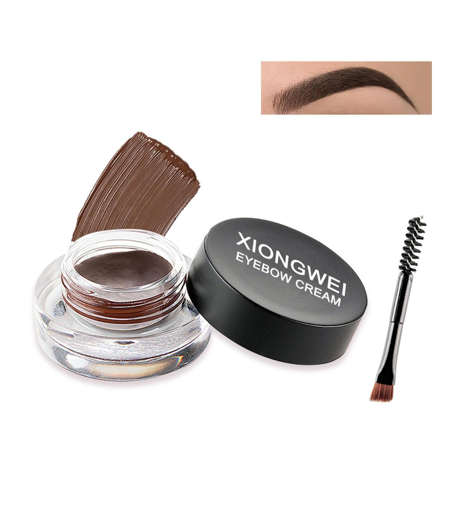 Eyebrow Pomade Cream Waterproof Brow Pomade Gel High Pigmented Long Lasting Wear Eyebrow Gel Pomade Dark Brown Eyebrow Makeup Kit with Dual-ended Brush - Buy Online on GoSupps.com