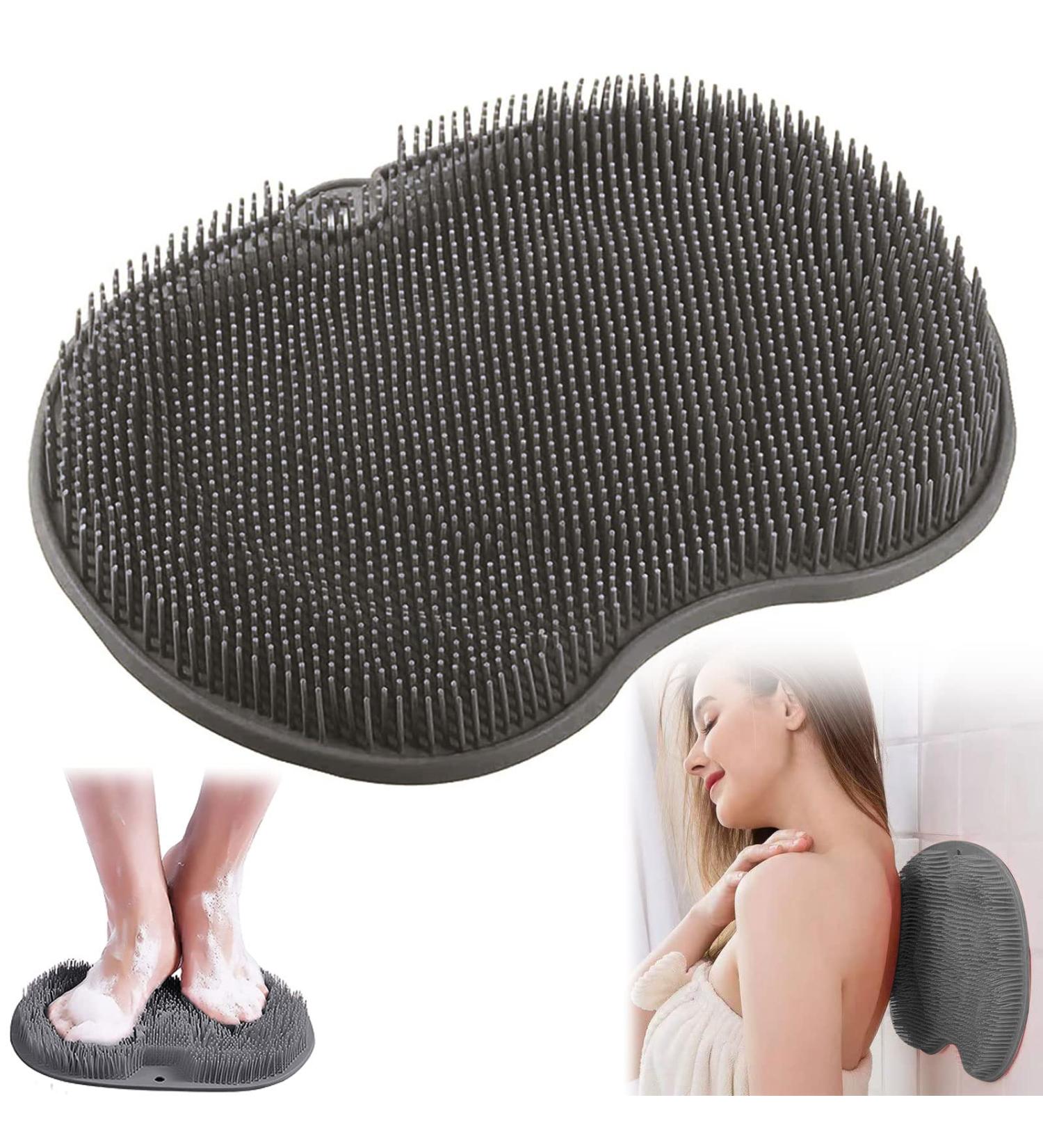 Slip-Proof Silicone Massage Pad - Foot Brush Scrubber & Shower Massager with Non-Slip Suction Cups (Gray) | International Shipping - Buy Online on GoSupps.com