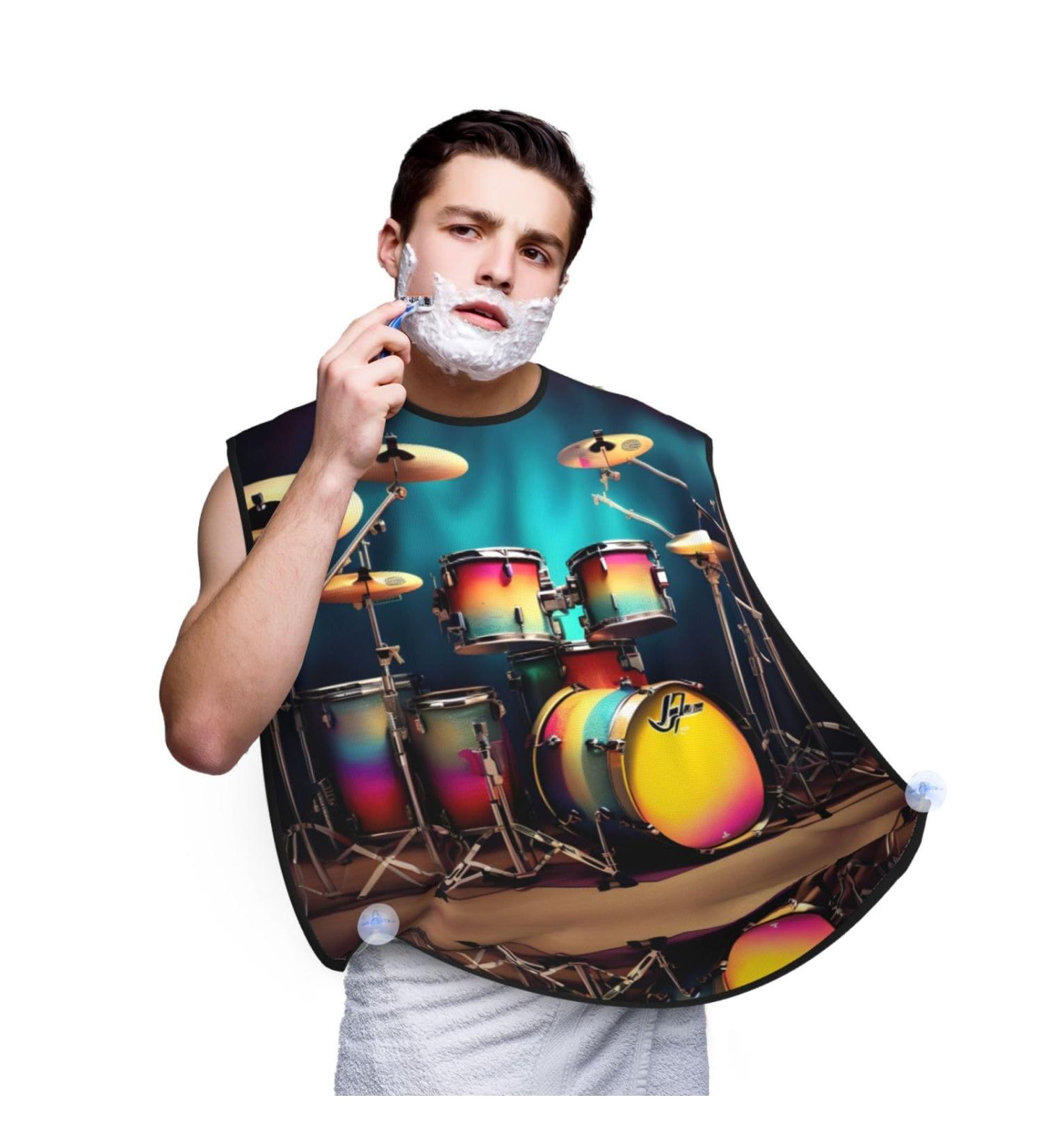 Cool Drums Set Print Beard Bib Apron - Best Shaving Apron & Hair Catcher Gifts for Dad - Buy Online on GoSupps.com