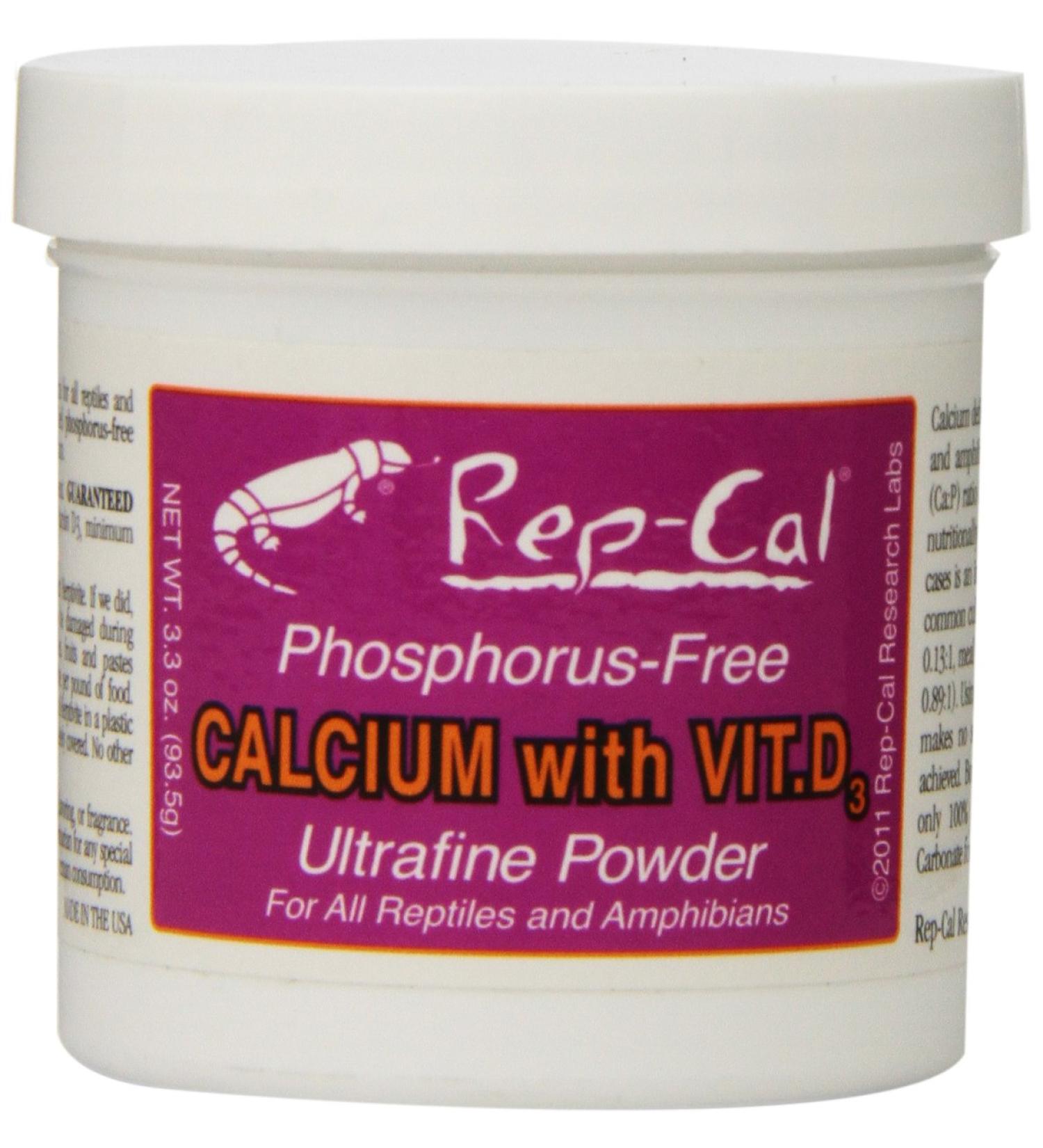 Rep-Cal SRP00200 Calcium Ultrafine Powder with Vitamin D3 3.3oz - Phosphorous-Free Reptile/Amphibian Supplement - Buy Online on GoSupps.com