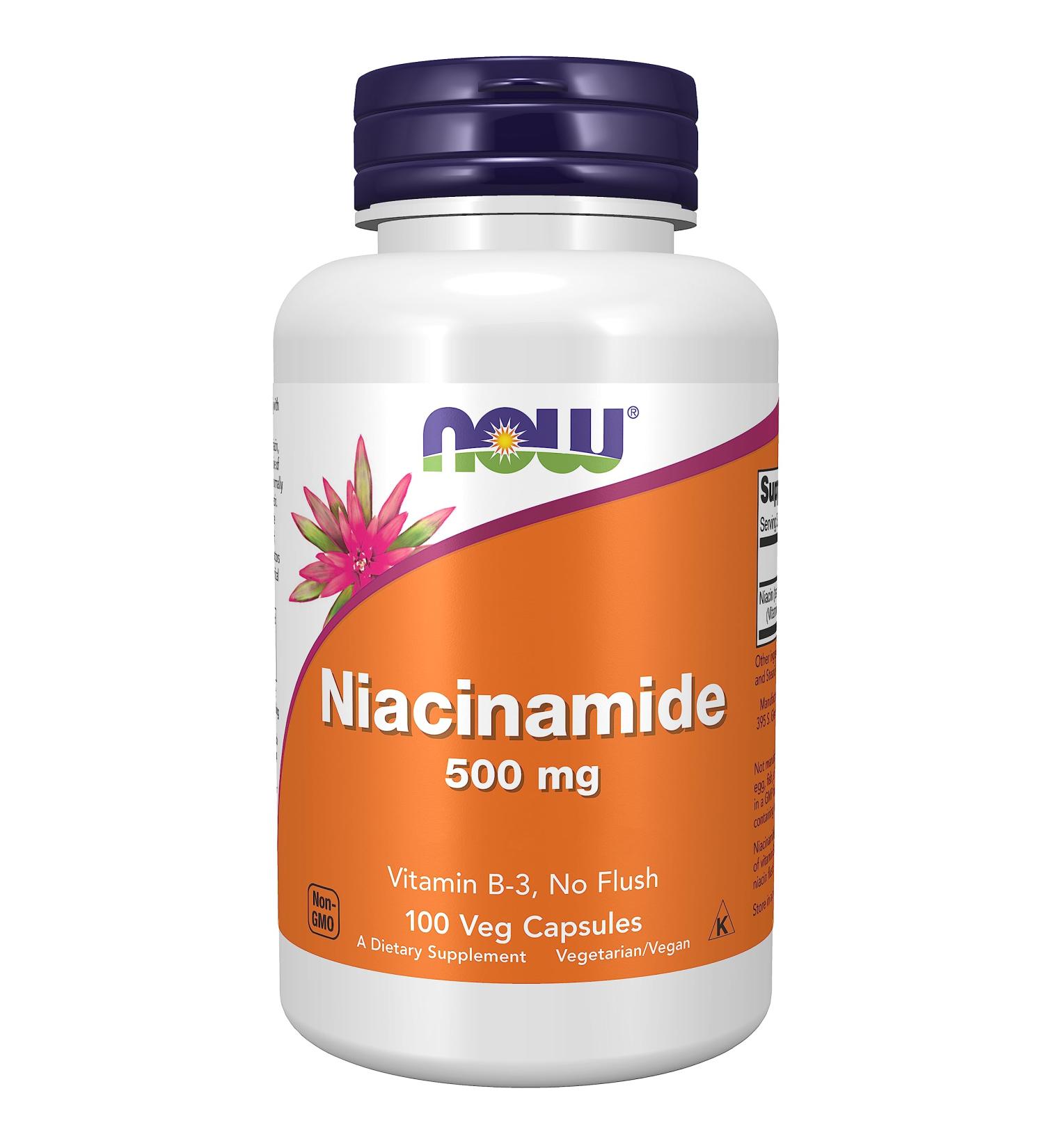Now Foods Niacinamide 500mg - 100 Vegan Capsules | Lab-Tested Vitamin B3 | Gluten-Free, Soy-Free, Vegetarian - Buy Online on GoSupps.com