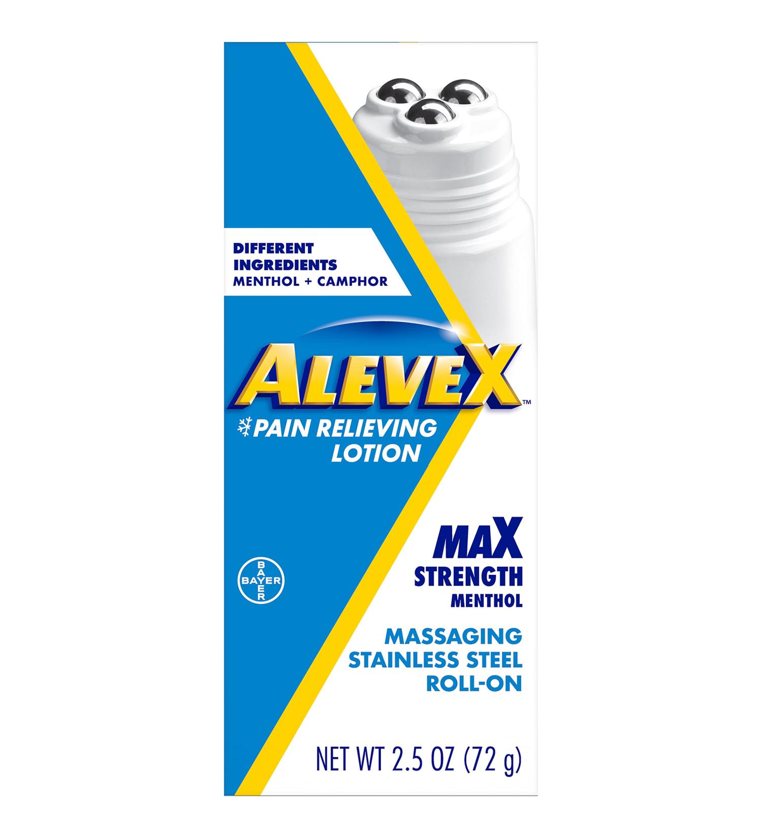 AleveX Pain Relieving Lotion Rollerball 2.5oz - Targeted Relief with Deep Pressure Massage Applicator - Buy Online on GoSupps.com