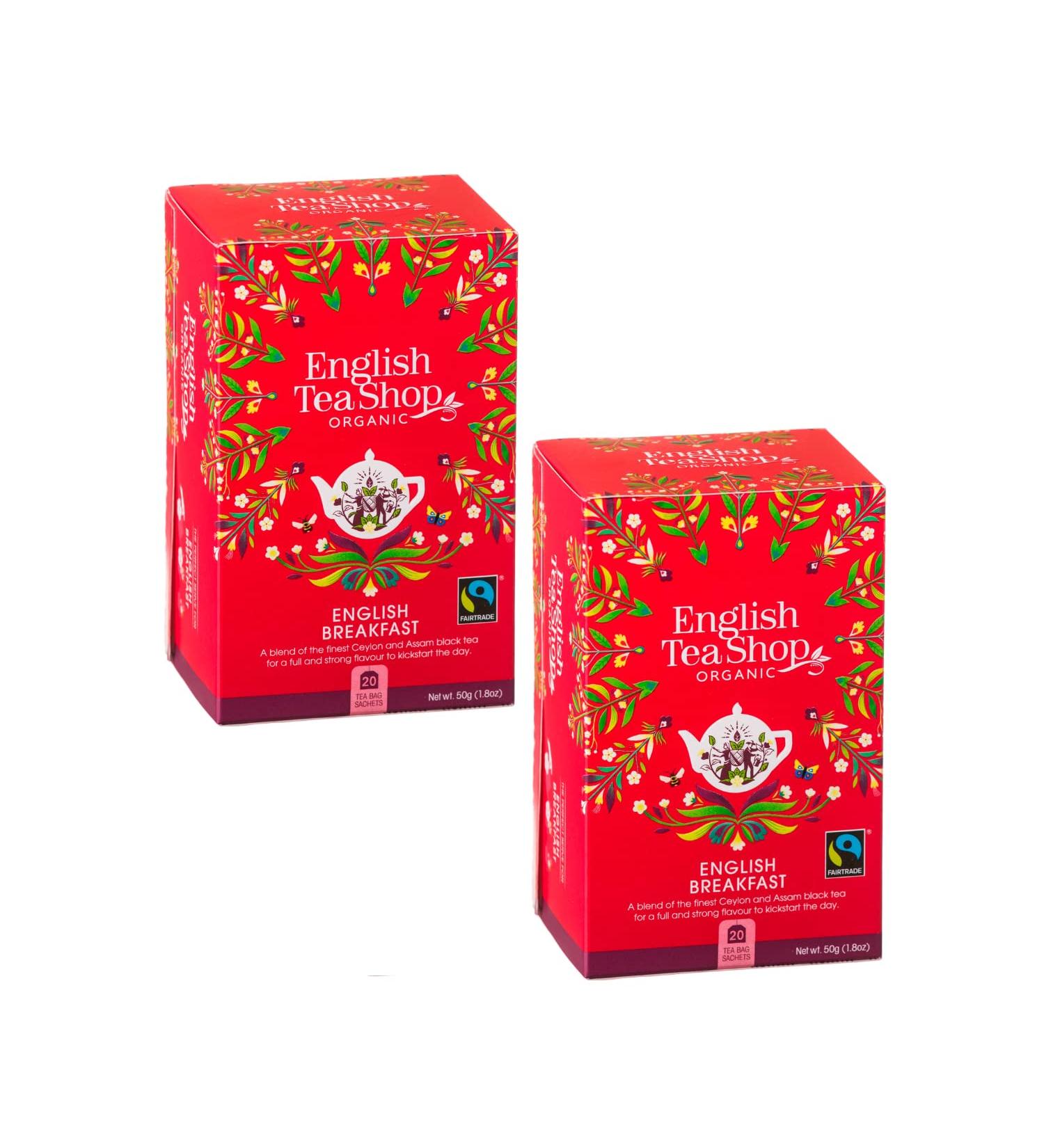  English Tea Shop English Tea Shop | Organic English Breakfast Black Tea - 2 x 20 Tea Filters (40 Gr) | Individual Organic English Breakfast Bags - Buy Online on GoSupps.com