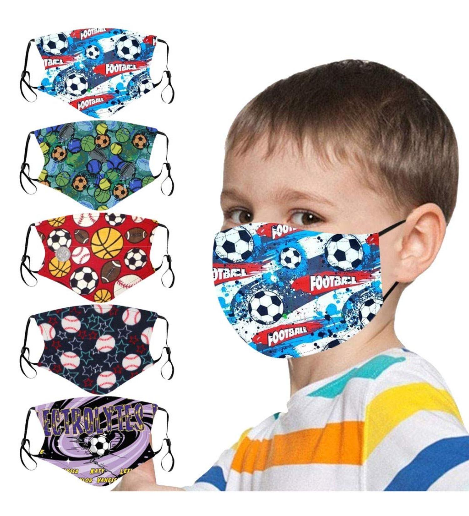 5pcs Children Ball Cute Cartoon Pattern Washable Reusable Adjustable Comfortable Elastic Earloop Face_Mask - Buy Online on GoSupps.com