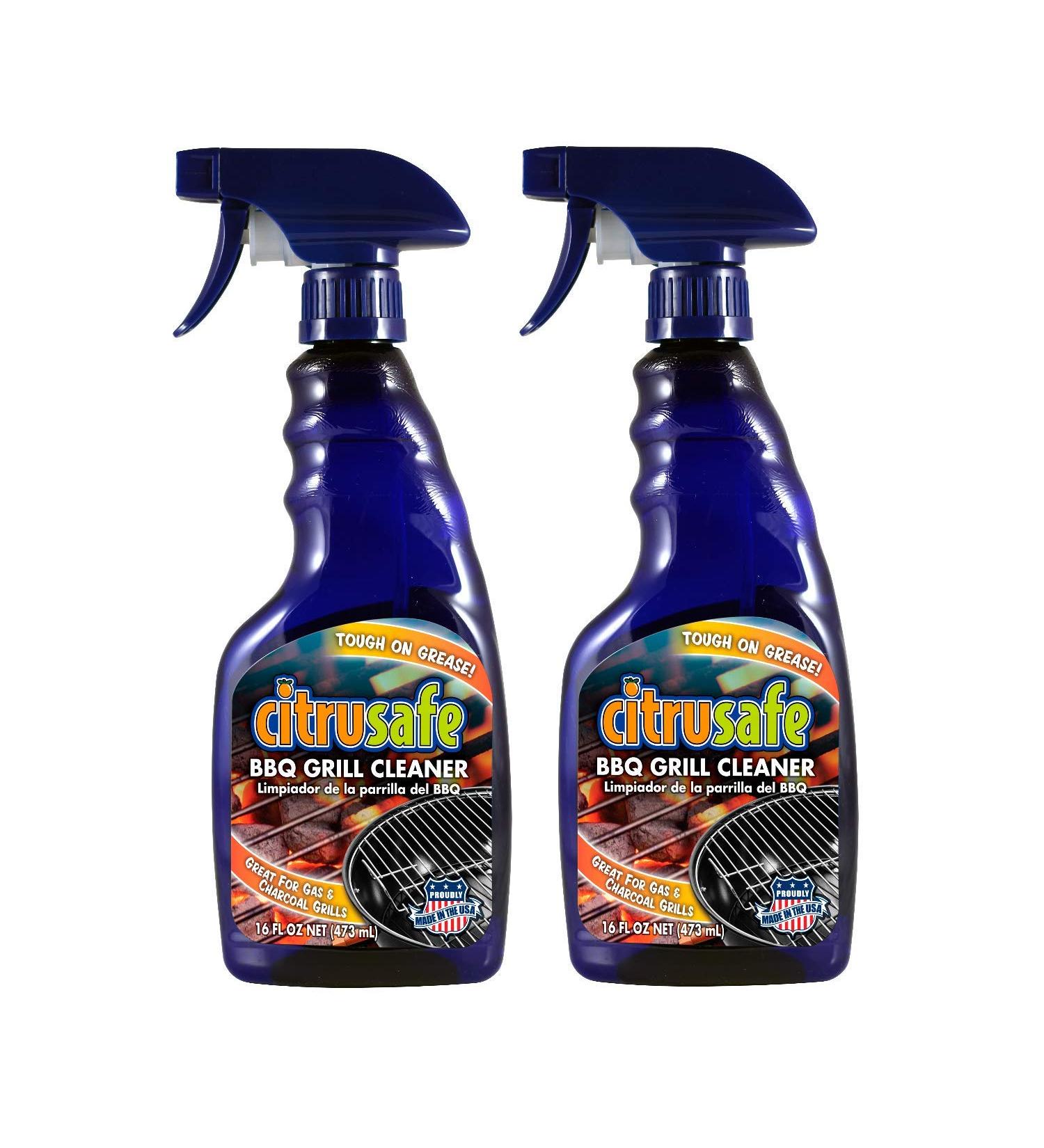 CitruSafe 16 Fl Oz BBQ Grill Cleaner Two Pack (32 Fl Oz Total) - Cleans Burnt Food and Grease from Grill Grates - Great for Gas and Charcoal Grills