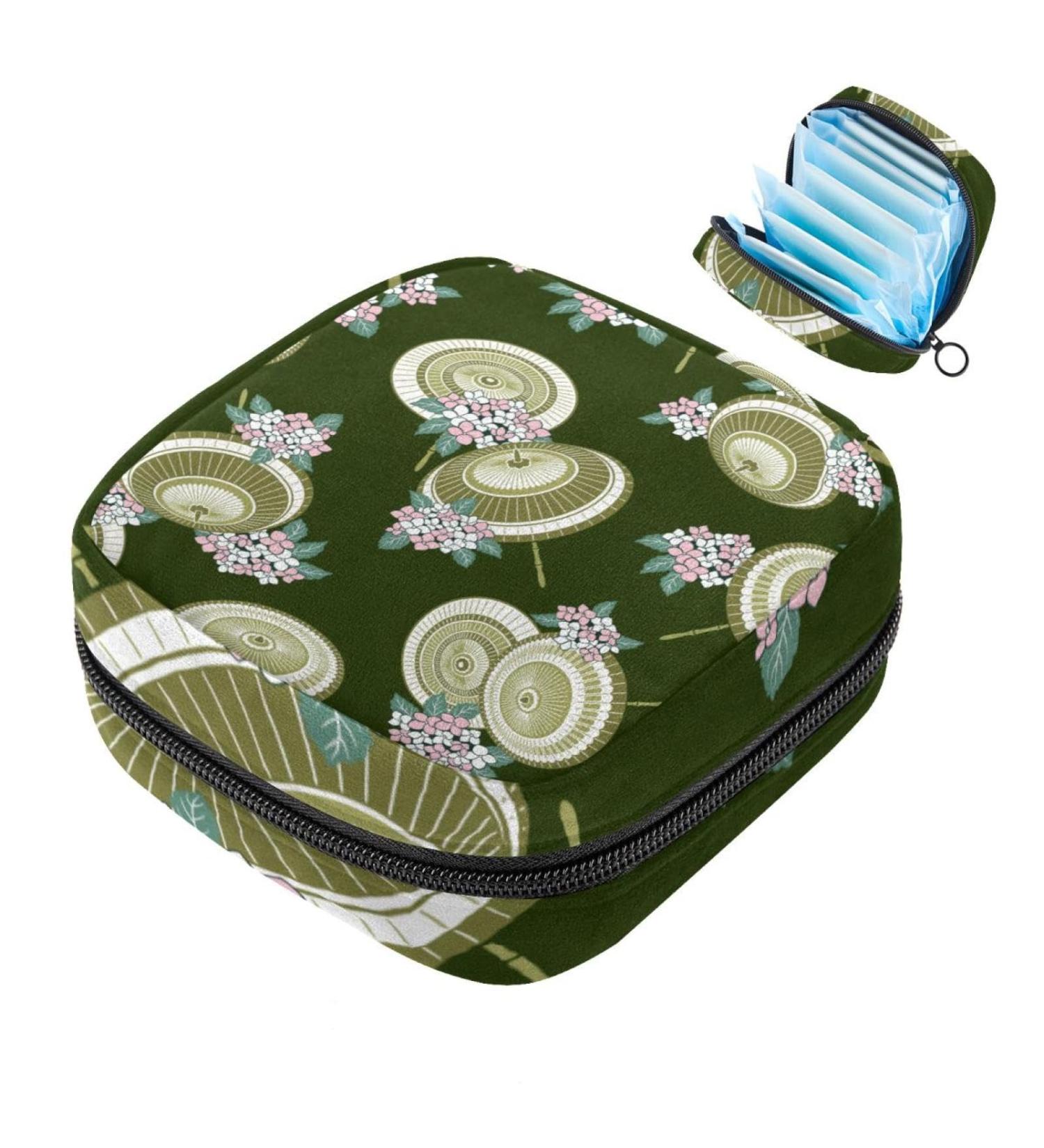 Javenproeqt Portable Women's Binding Bags | Menstrual Cup Pocket & Pads | Perfect for Teenage Girls | Multicolored Japanese Umbrella Design - Buy Online on GoSupps.com