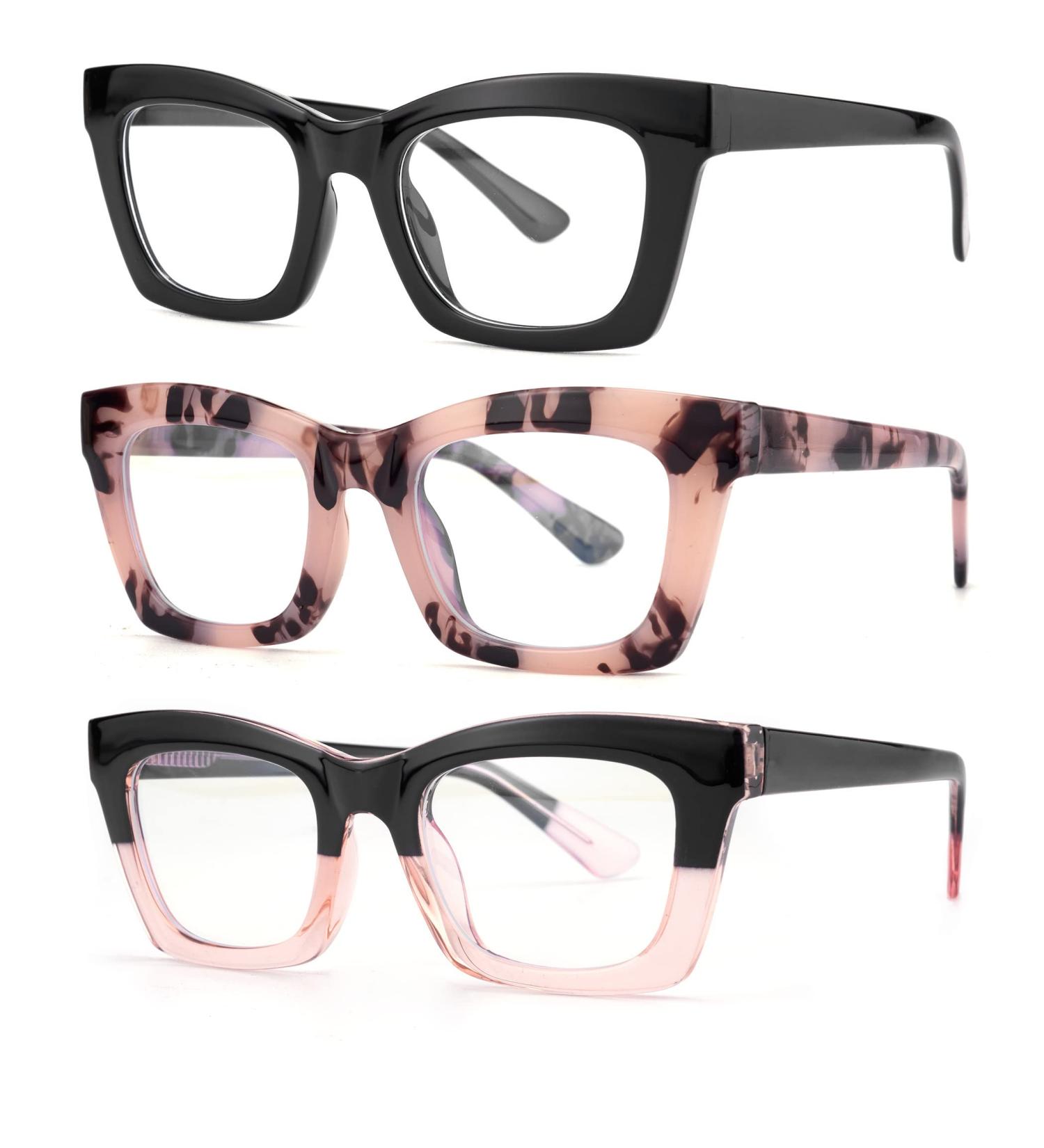 Bullabulling 3-Pack Oprah Style Spring Hinge Readers Blue Light Blocking Reading Glasses 1.5x - For Women & Men - Black/Tortoise/Blackpink - Buy Online on GoSupps.com