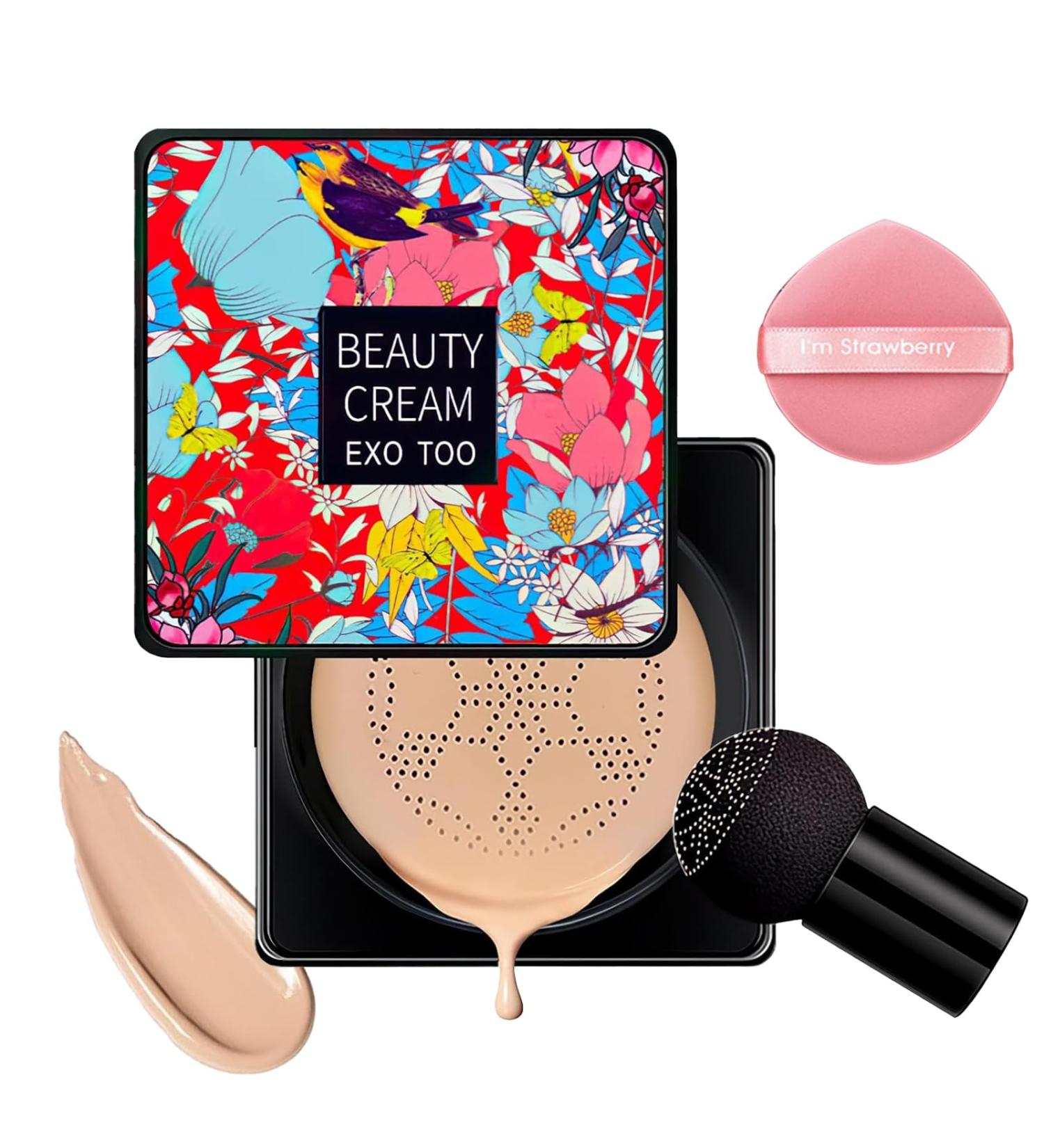 Roinaid CC Cream Cushion Foundation Mushroom Air Cushion CC Cream Beauty Cream Exo Too Cushion Foundation Korean Brightening Long-Lasting Liquid Primer - Buy Online on GoSupps.com