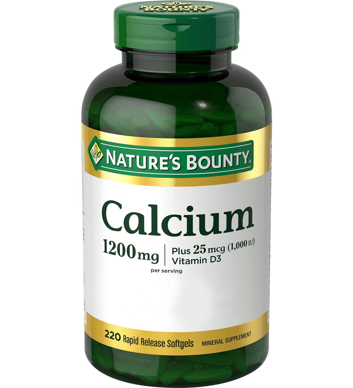 Nature's Bounty Calcium Plus Vitamin D3 1200 mg â€“ 220 Rapid Release Softgels for Bone Health - Buy Online on GoSupps.com