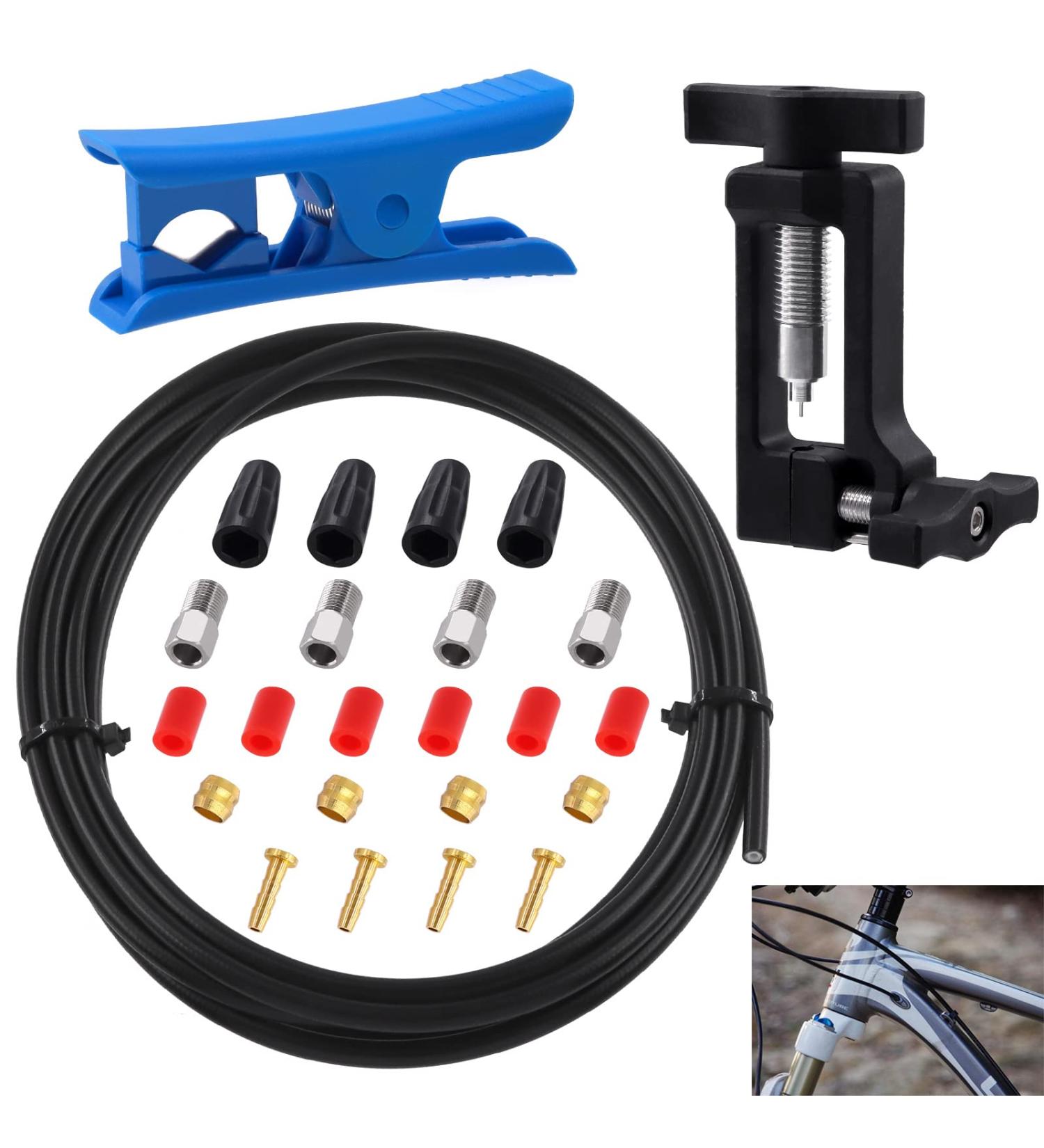 Cimeton 25Pcs Bicycle Hydraulic Hose Fitting Tool Kit - Includes Needle Driver, Hose Cutter, Compression Nuts, and Brake Lever Covers for BH59 System - Buy Online on GoSupps.com