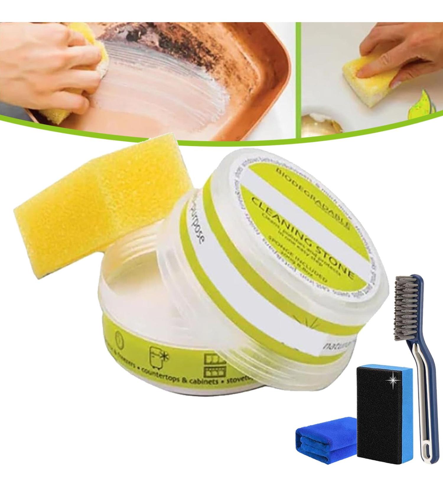 Eco-Friendly Cleaning Stone Cleaning Pebble Stone Shower Floor Clean It Cleaning Stone with Sponge Multi Purpose Cleaning Stone for Bathroom (1pcs) - Buy Online on GoSupps.com