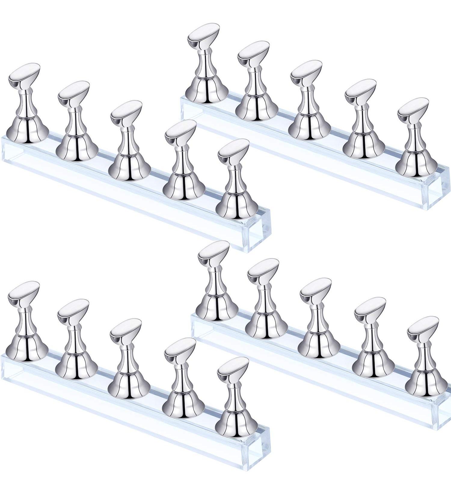 4 Sets Acrylic Nail Display Stand Nail Holder Magnetic Nail Practice Stand Fingernail DIY Nail Design Stand for False Nail Manicure Tool (Silver) - Buy Online on GoSupps.com