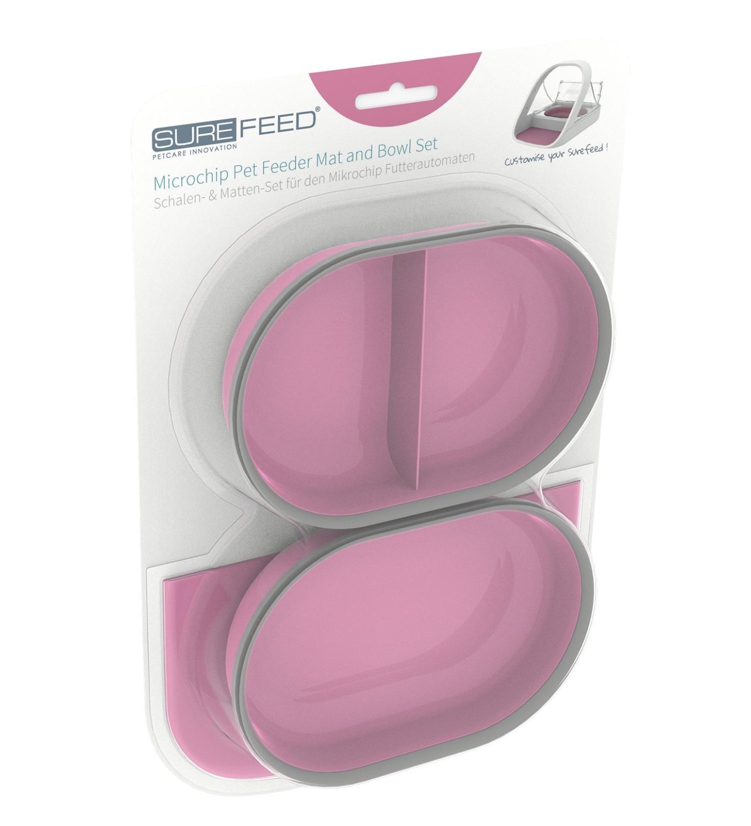 Sure Petcare SureFeed Mat and Bowl Set Compatible with SureFeed Microchip Pet Feeder with Integrated Sealed Lid For Wet and Dry Food Pink