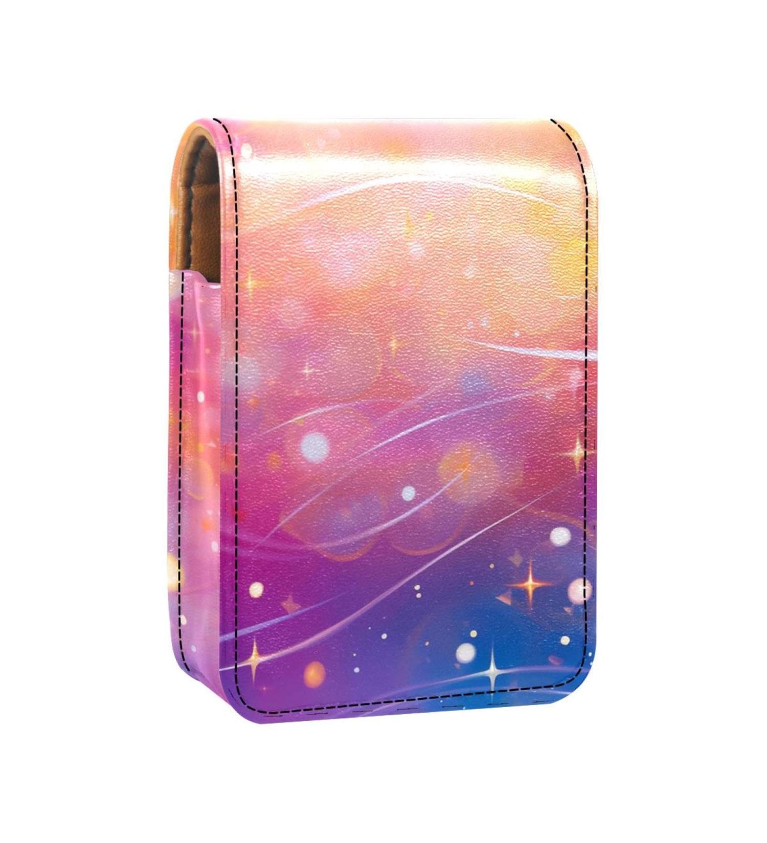 Mini Leather Lipstick Case with Mirror | Pink Fantasy Lip Gloss Organizer - International Shipping Available - Buy Online on GoSupps.com