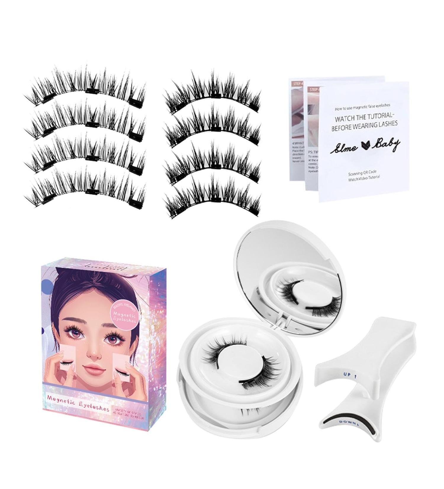 Shakven Magnetic Lashes Fake Eyelashes Magnetic No Glue Set for Women | 3D Look Magnetic Reusable Fake Eye Lash for Beginners Professional - Buy Online on GoSupps.com