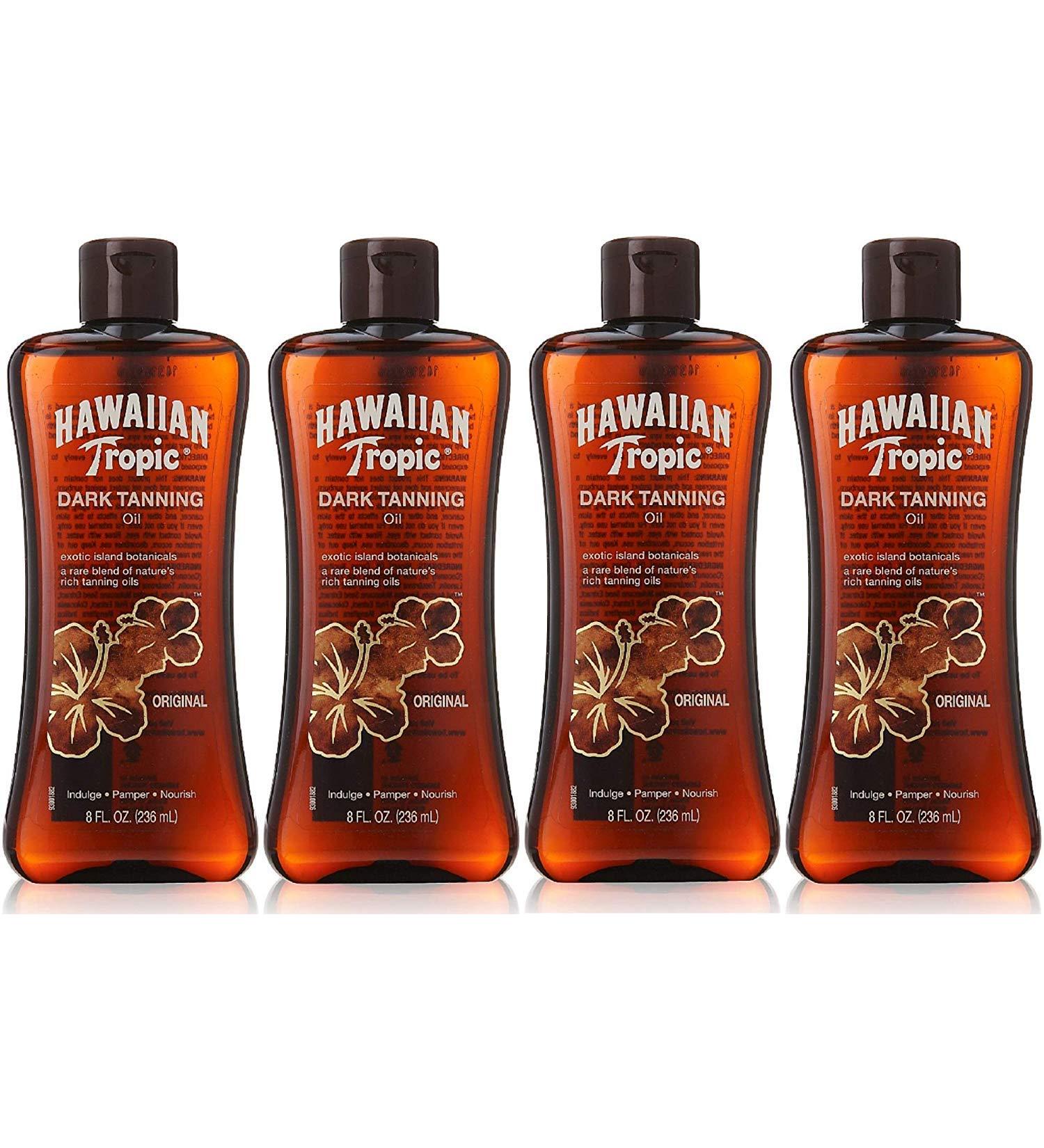 Hawaiian Tropic Dark Tanning Oil Original - 8 oz Pack of 4
