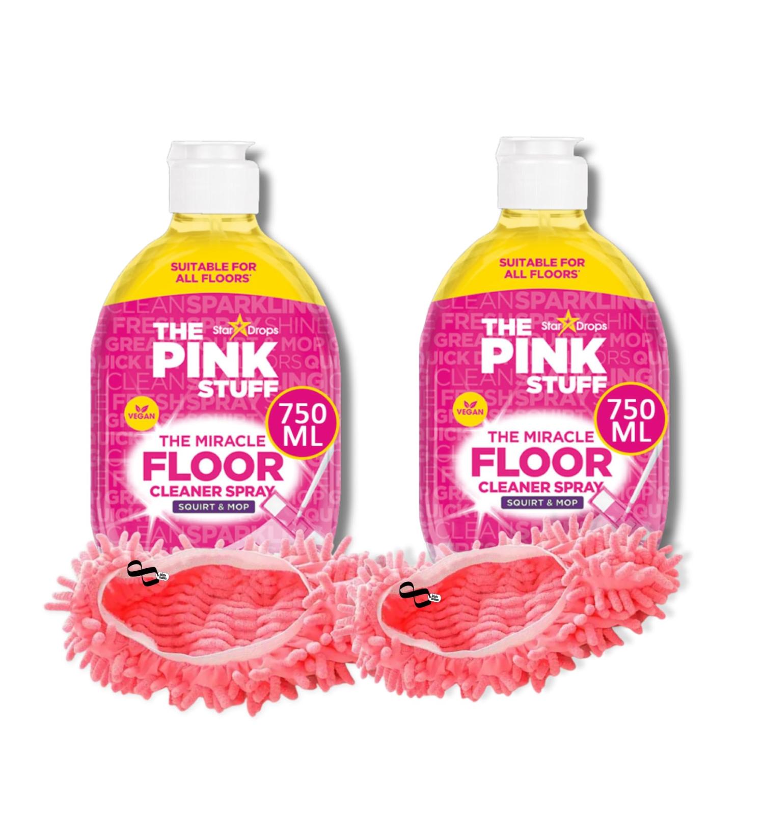 Floor Cleaner Spray Bundle with 2 x 750ml Pink Stuff Squit & Mop Vegan Friendly Floor Cleaner Liquid & 2 Pink Mop Slippers - Buy Online on GoSupps.com