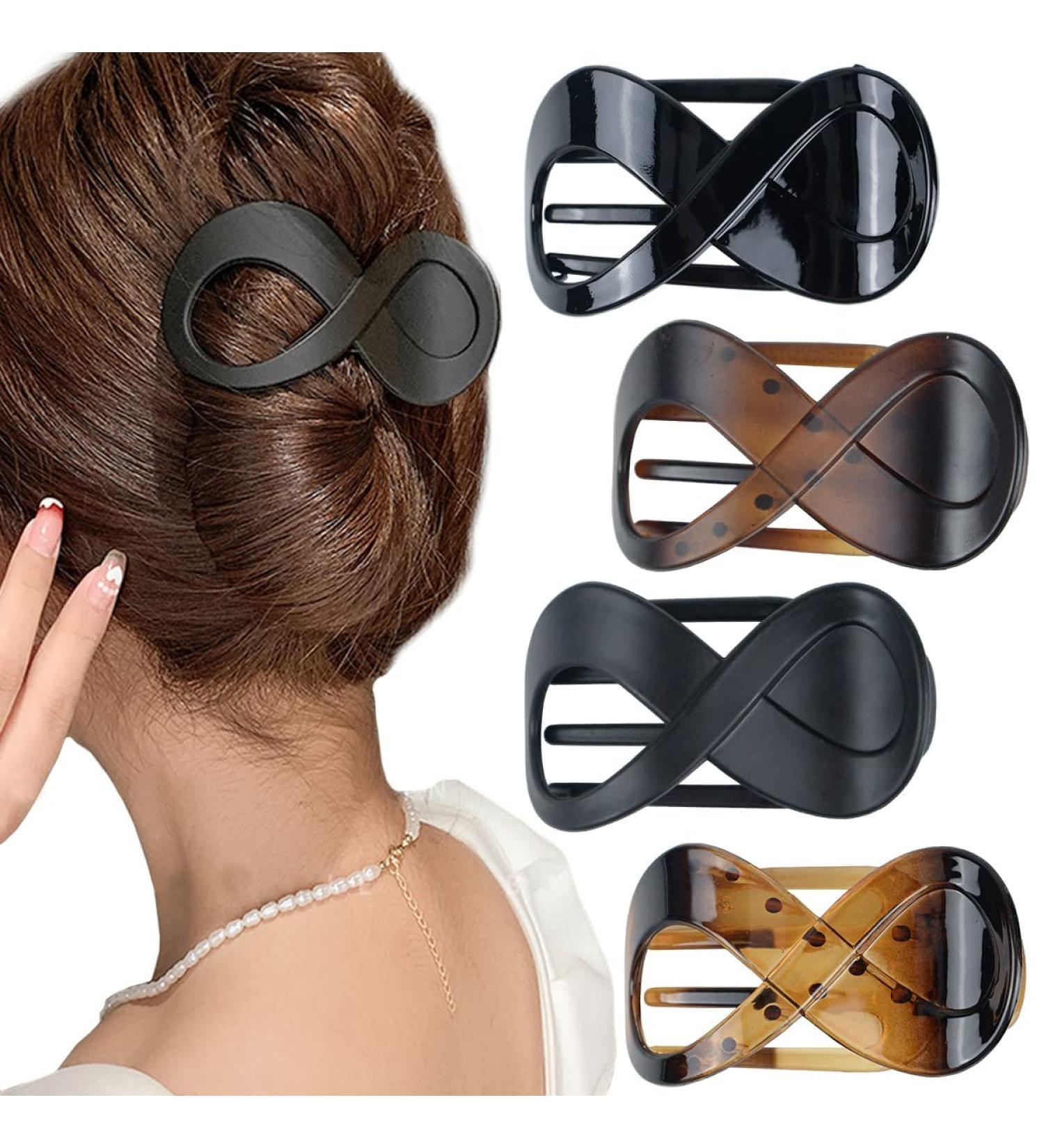 Leikedun 4 PCS Hair Claw Clips - Large Acrylic Non-Slip Clips in Matte & Bright Black/Brown Colors - Buy Online on GoSupps.com