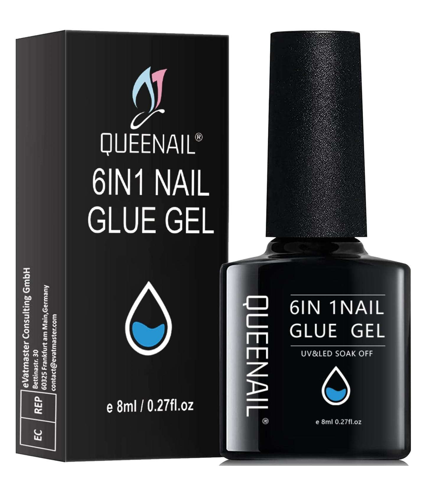 Gel Nail Glue 8ml Nail Glue UV Gel for Acrylic Nails 6 in 1 UV Nails Glue Base Coat for Nail Tips Long Lasting Extra Strong Nail Building Extension Gel Nail Glue for False Nails - Buy Online on GoSupps.com