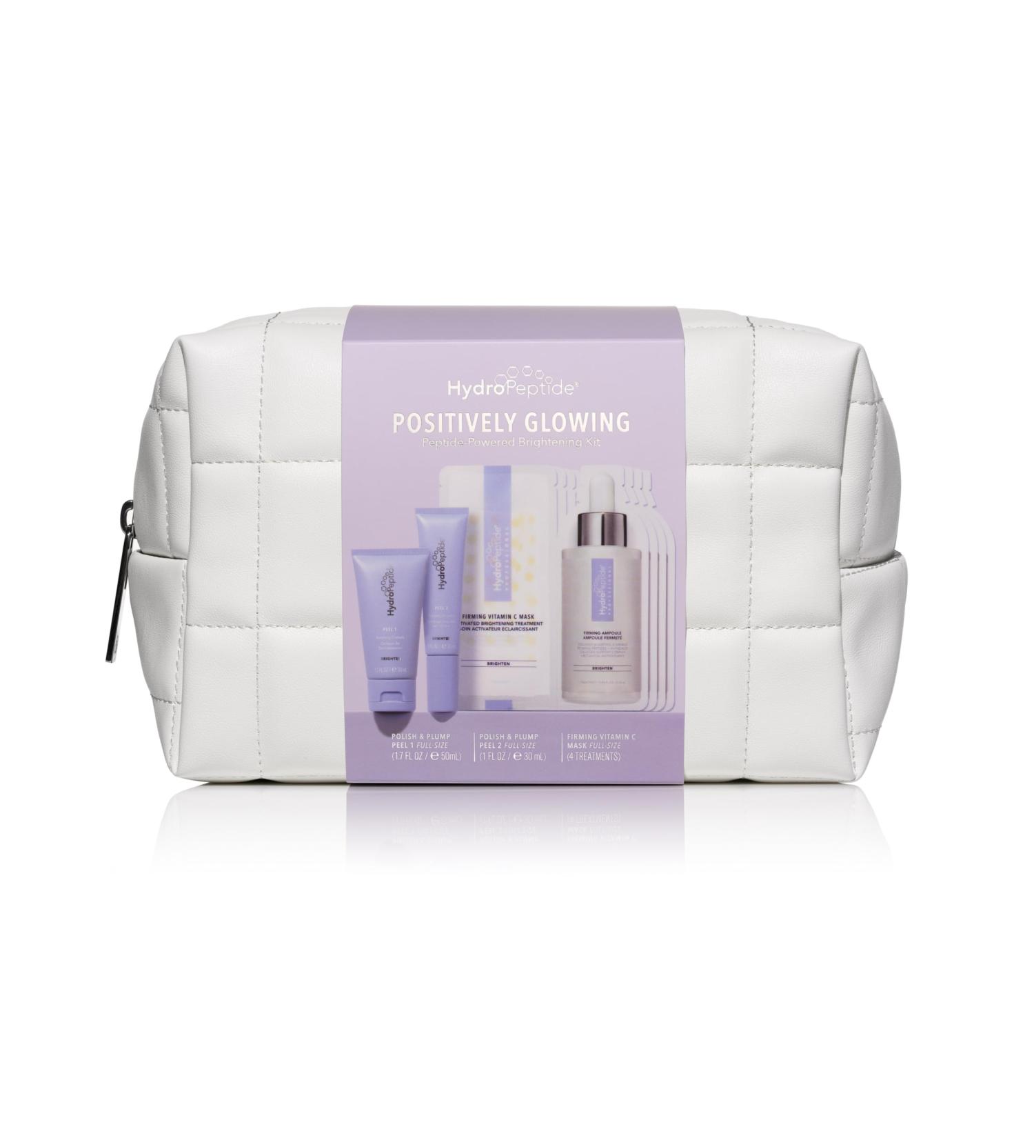 HydroPeptide Positively Glowing Peptide Powered Skin Illuminating Kit, Polish & Plump Face Peel Set (30ml & 50ml) & Vitamin C Mask Sachets (x4) - Buy Online on GoSupps.com