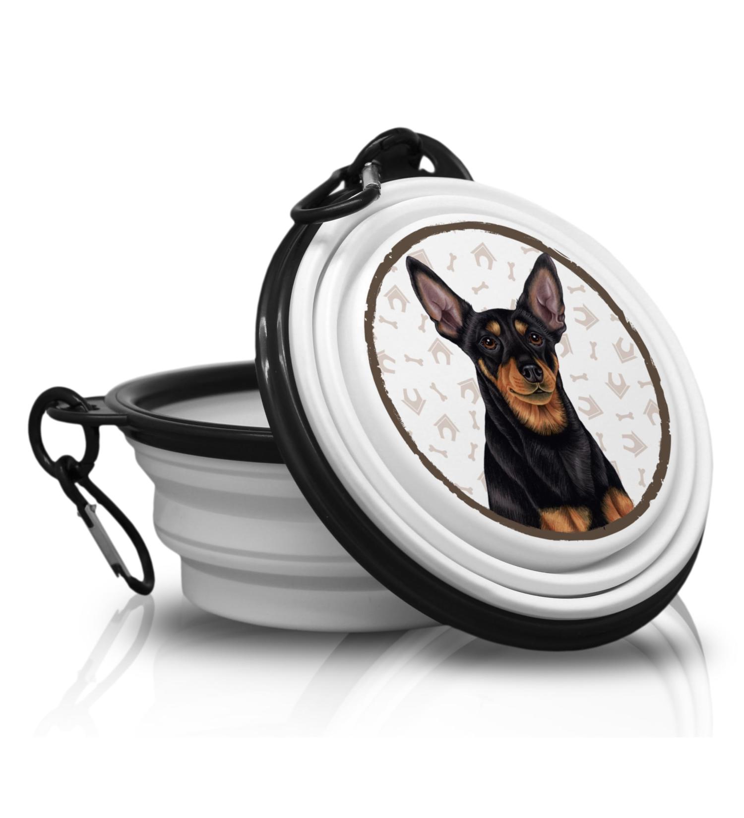 Miniature Pinscher Portable Drinking Bowl - Foldable Pet Bowl with Carabiner for On-the-Go Feeding - Buy Online on GoSupps.com