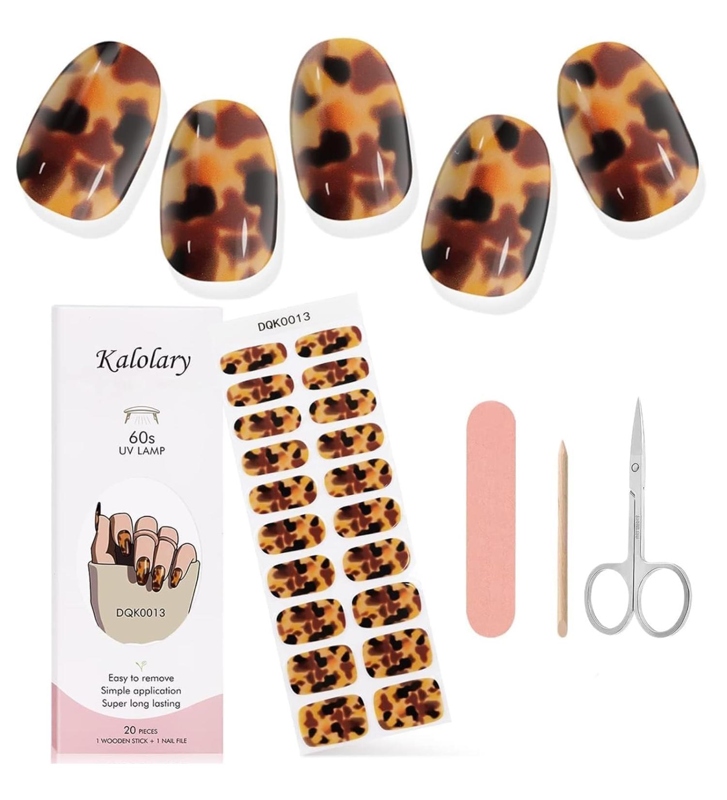 Kalolary Gel Nail Polish Strips Nail Gel Art Sticker Waterproof Full Nail Wraps Decal Sets with Scissors Nail File and Stick for Women Girls Nail Art Decor (UV/LED Lamp Required)-13 - Buy Online on GoSupps.com