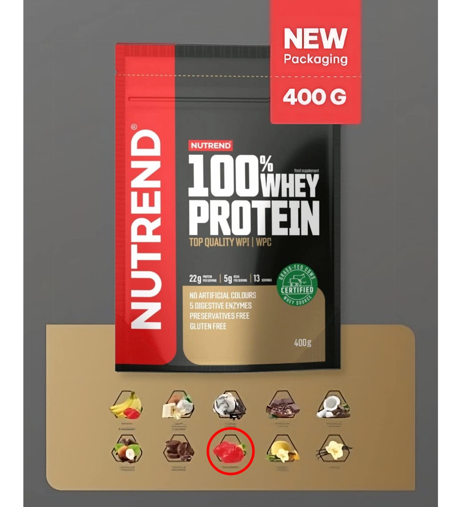 Nutrend 100% Whey Protein, Strawberry - 400g