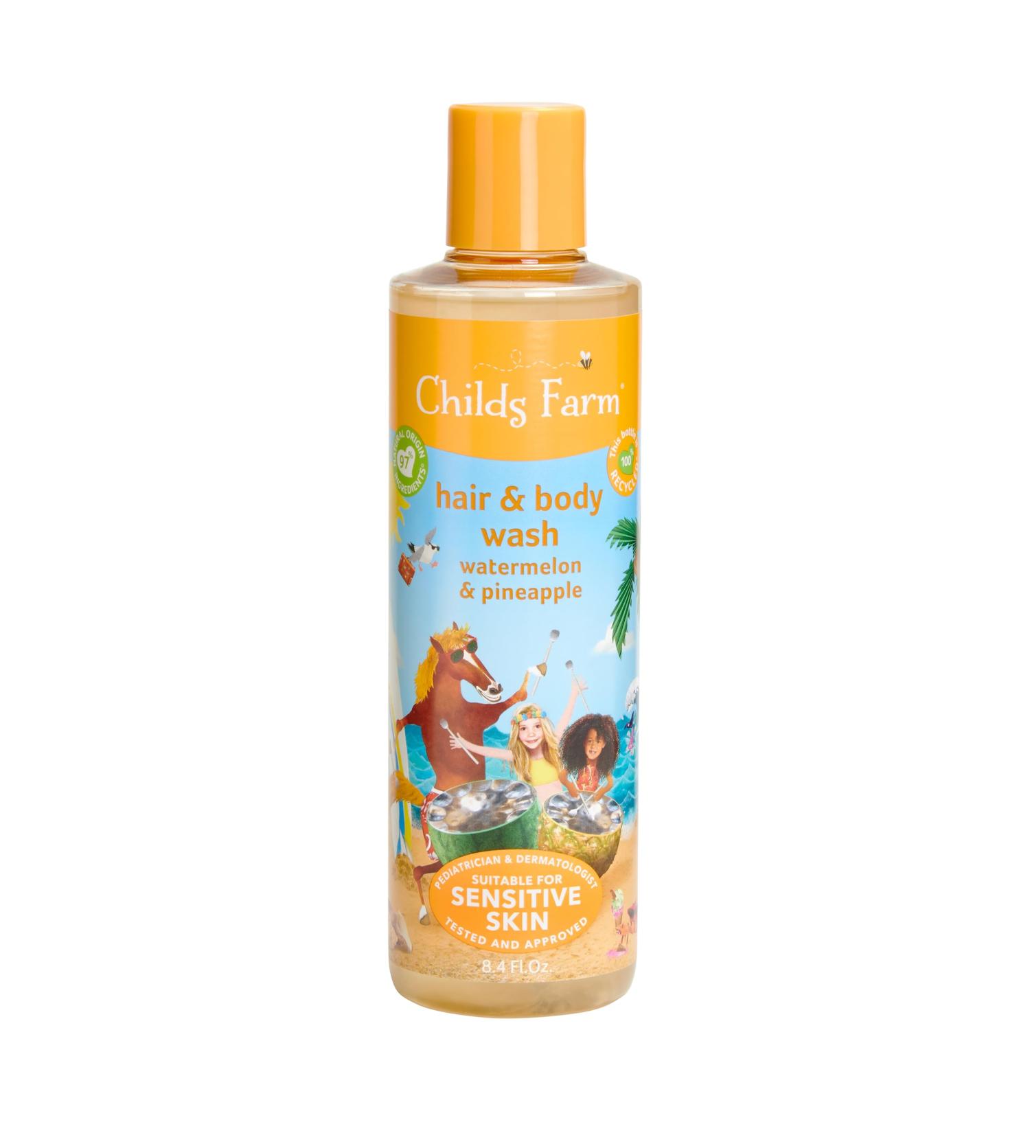 Childs Farm Kids Hair & Body Wash for Dry Sensitive Skin Watermelon & Organic Pineapple Gently Cleanses Vegan Cruelty-Free 8.4 Fl Oz