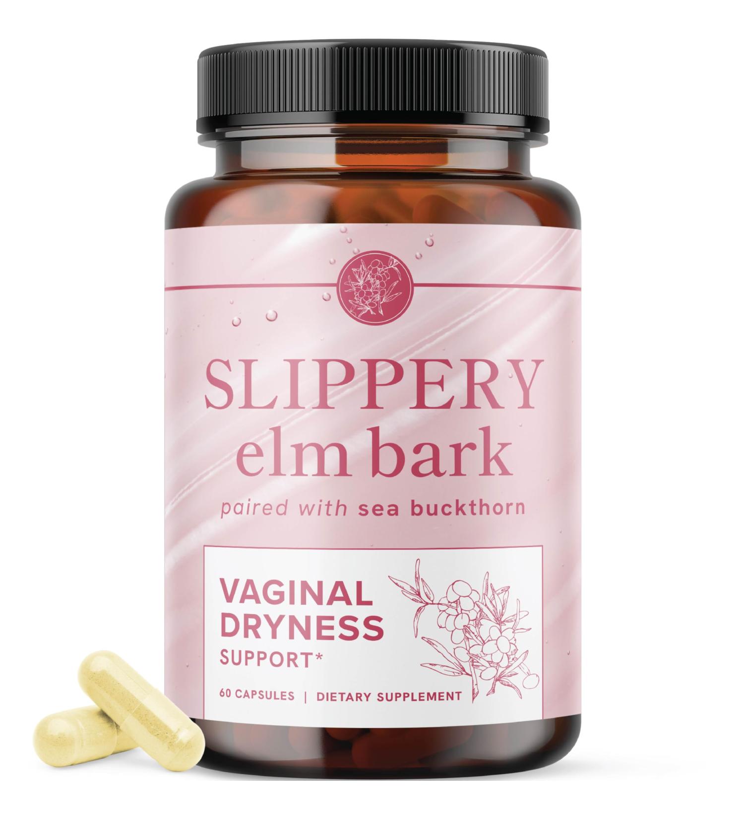 Vaginal Moisture & Dryness Support Supplement | Slippery Elm & Sea Buckthorn | Non-GMO Vaginal Health Capsules | 60 Count - Buy Online on GoSupps.com