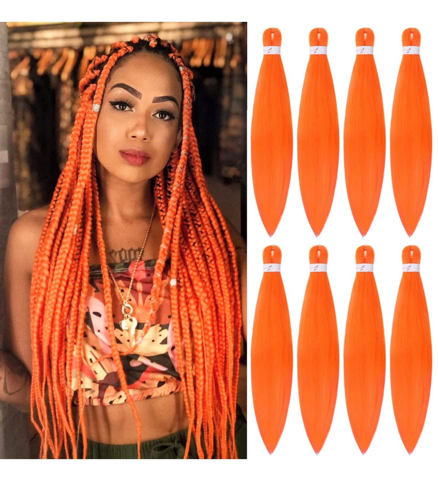Leeven 8 Packs Orange Pre Stretched Braiding Hair 26 Inch Yaki Braiding Hair Extensions for Box Braids Yaki Texture EZ Braids Pre-stretched Hair Extension for Braiding /26 Inch ORANGE# 26 Inch (Pack of 8) ORANGE - Buy Online on GoSupps.com