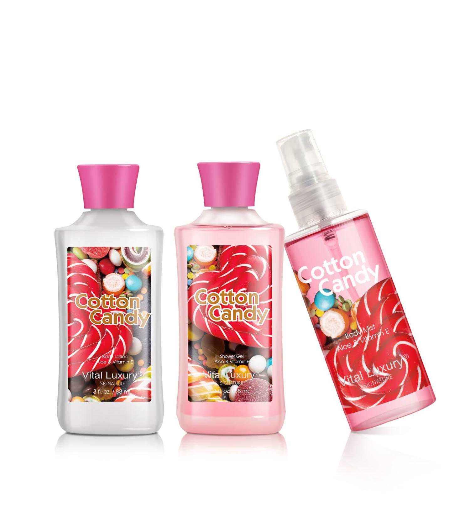 Cotton Candy Bath & Body Travel Kit | 3 Fl Oz Skincare Gift Set | Shower Gel Body Lotion & Fragrance Mist | Perfect Christmas Gifts for Family & Friends - Buy Online on GoSupps.com