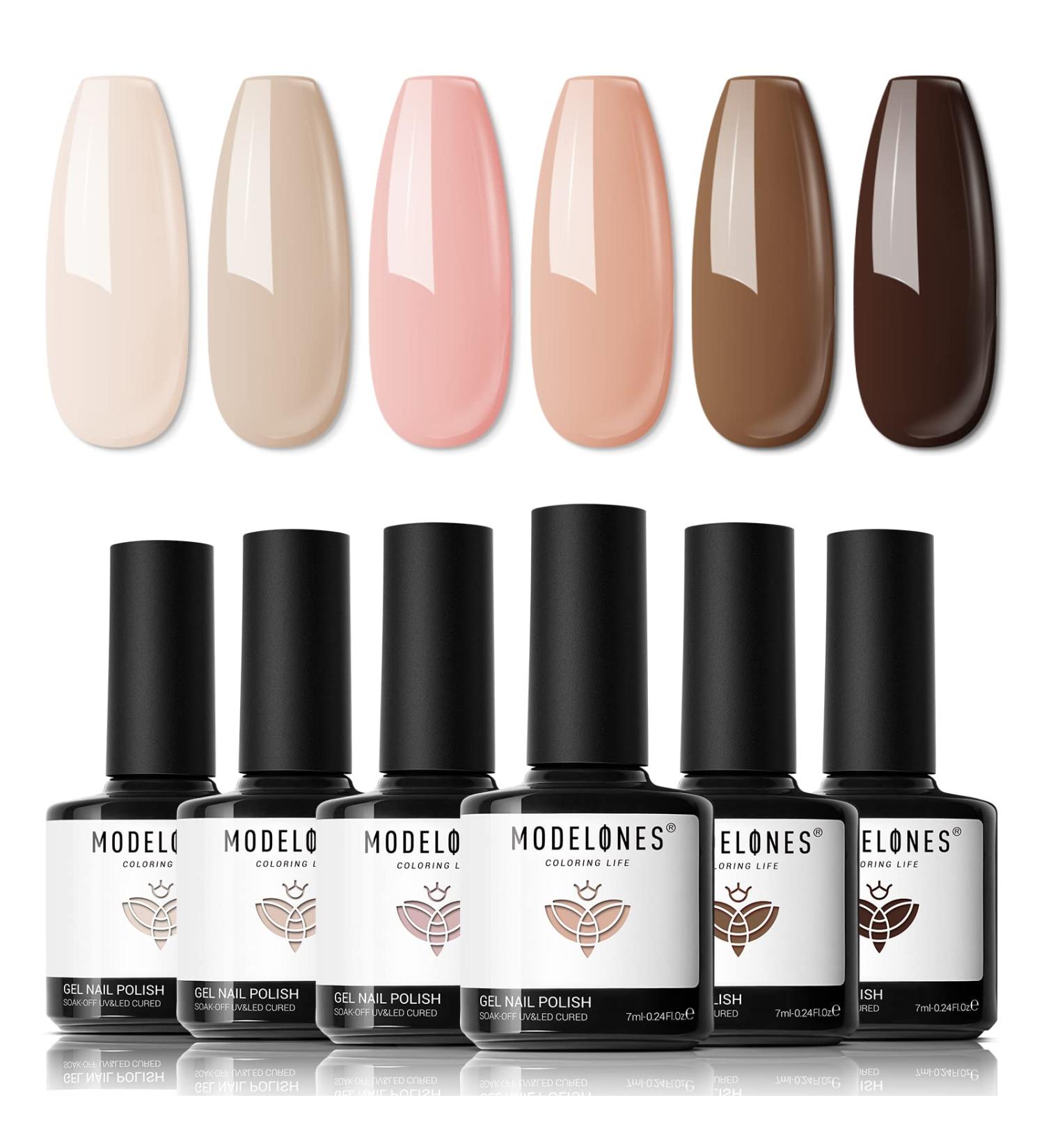 Modelones Gel Nail Polish Nude - 6 Colors White Gel Polishes Brown Pink Gel Polish Set Nail Gel Polish French Manicure All Seasons Neutral LED Gel Nail Kit Soak Off Manicure DIY Home Salon A-Nude Brown 7 ml (Pack of 1) - Buy Online on GoSupps.com
