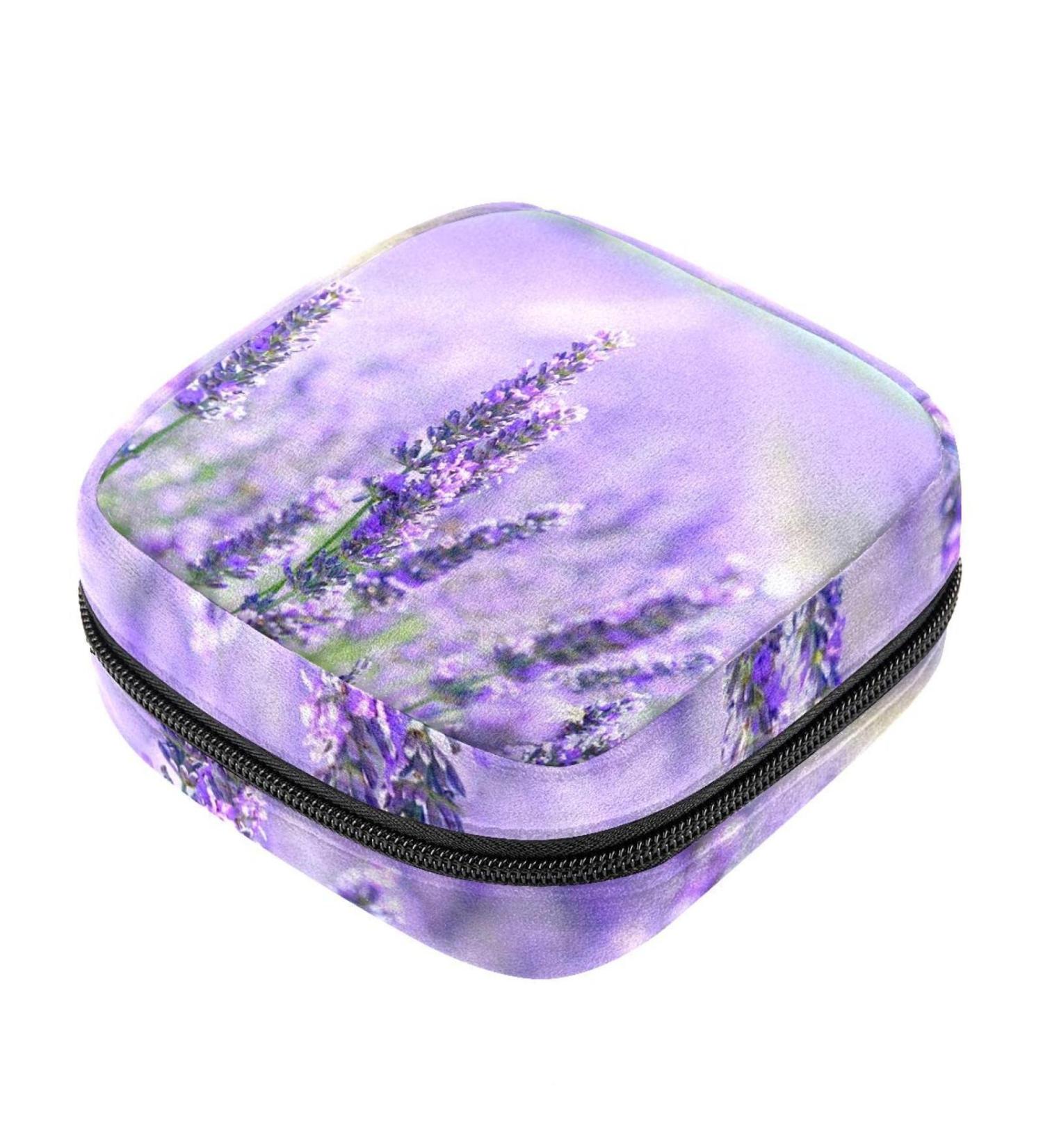 Find Your Perfect Lavender Flower Sanitary Napkin Storage Bag | Portable Zippered Case for Teen Girls & Women Stylish & Convenient - Buy Online on GoSupps.com
