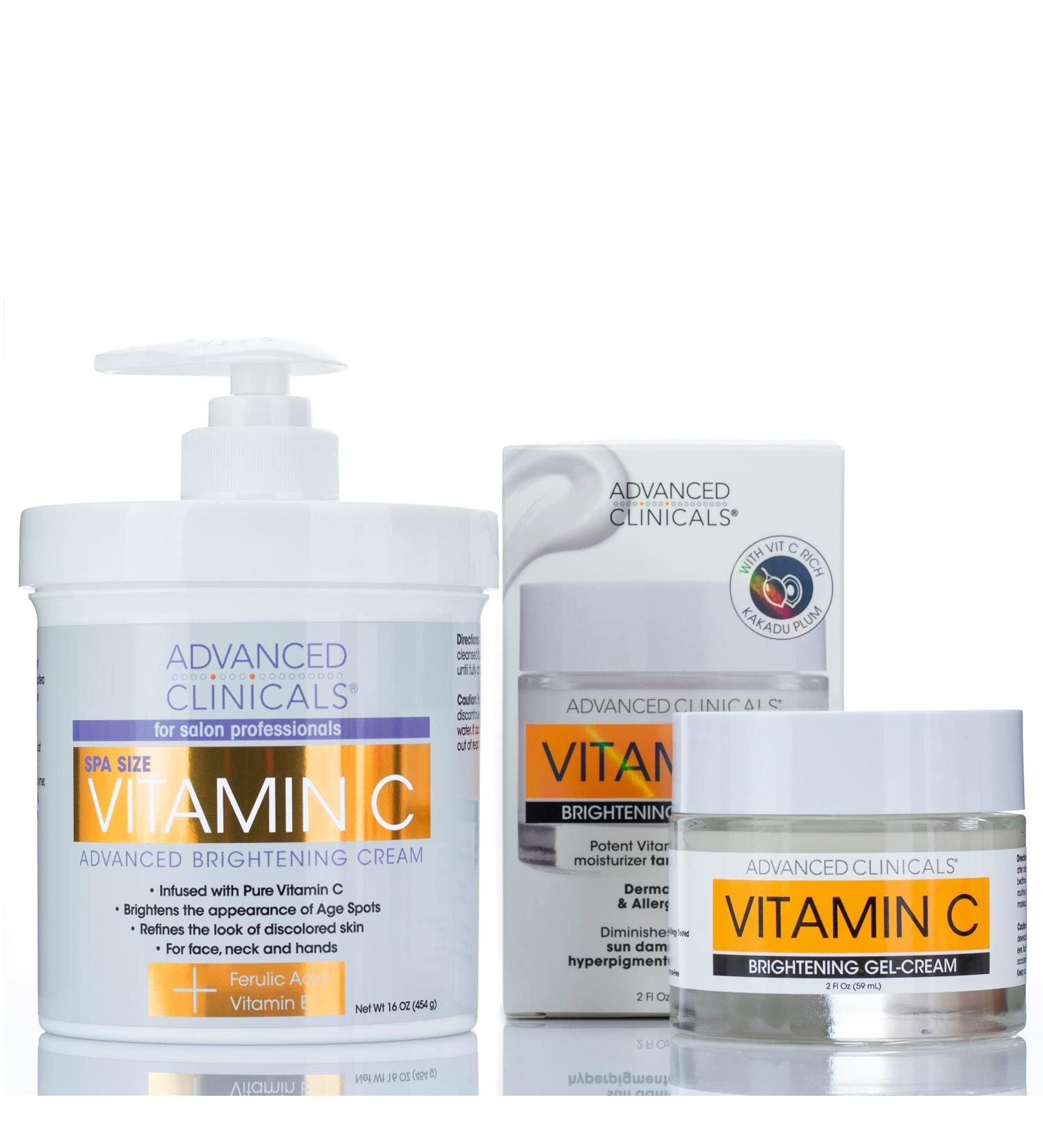 Advanced Clinicals Vitamin C Body Cream + Potent Vitamin C Face Lotion Brightening Skin Care Set  Anti Aging Dry Skin Rescue Creams Target Dry Skin  Sun Damaged Skin  Wrinkles  & Dark Spots  2-PC Set Face + Body Cream (2-P - Buy Online on GoSupps.com