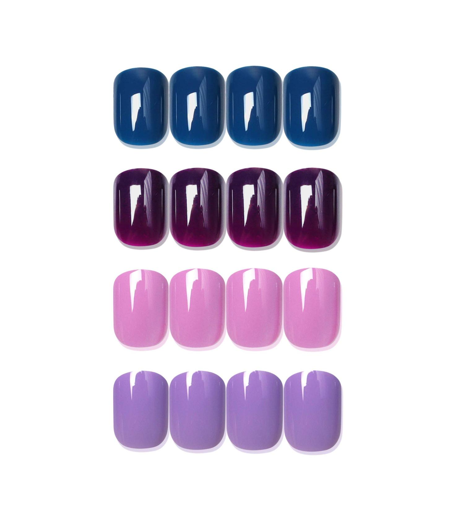 Siusio 96-Part Colorful Artificial Press-On Nails - Short Square Acrylic UV Tips for DIY Gel Art - Bright Purple Nail Set for Women & Girls - Buy Online on GoSupps.com