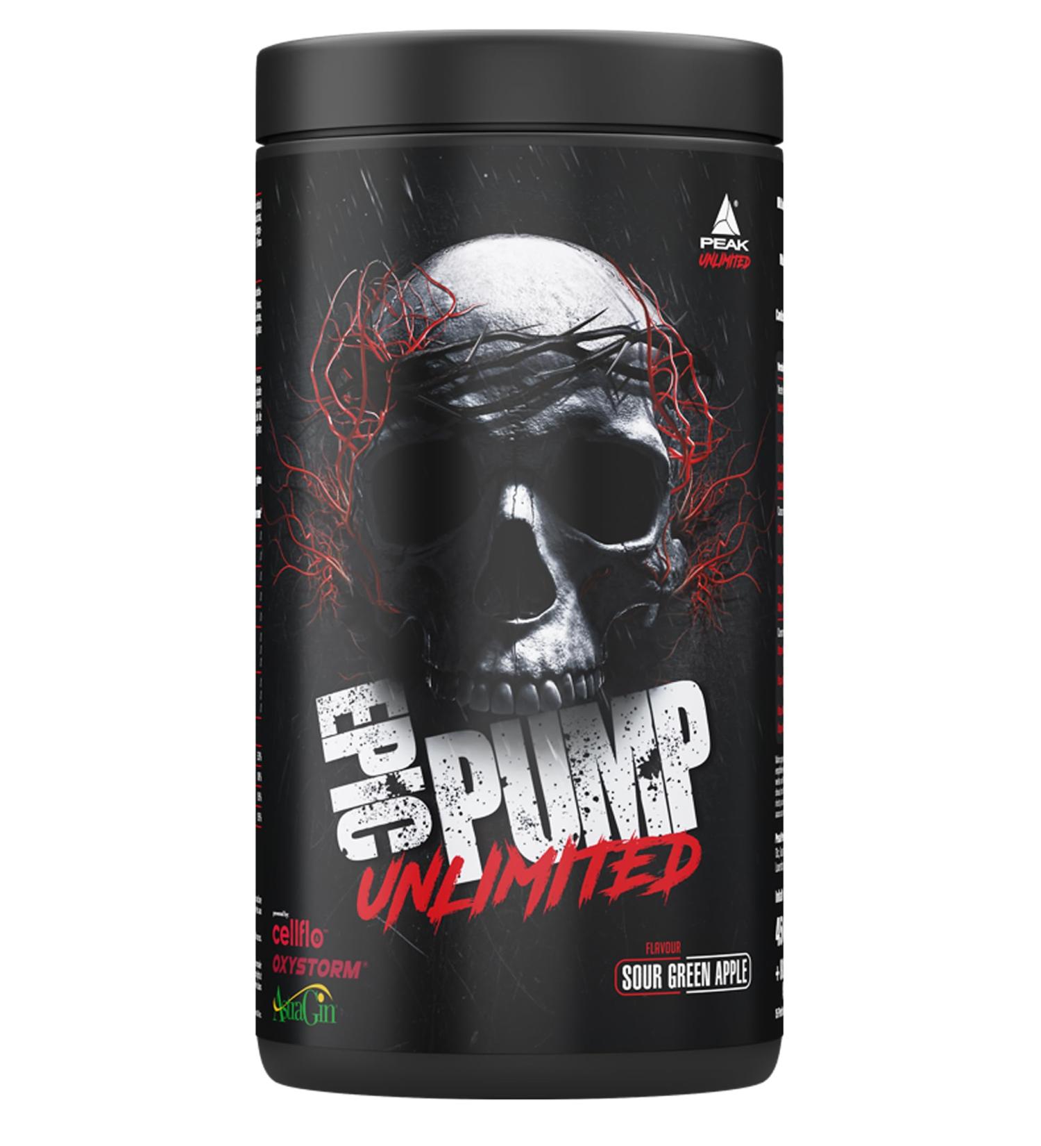 Peak Epic Pump Unlimited - 546g Sour Green Apple | 15 Portions Pre Workout Booster | Liquid Glycerol Oxystorm Cellflo6 L-Citrulline & L-Arginine | International Shipping Available - Buy Online on GoSupps.com
