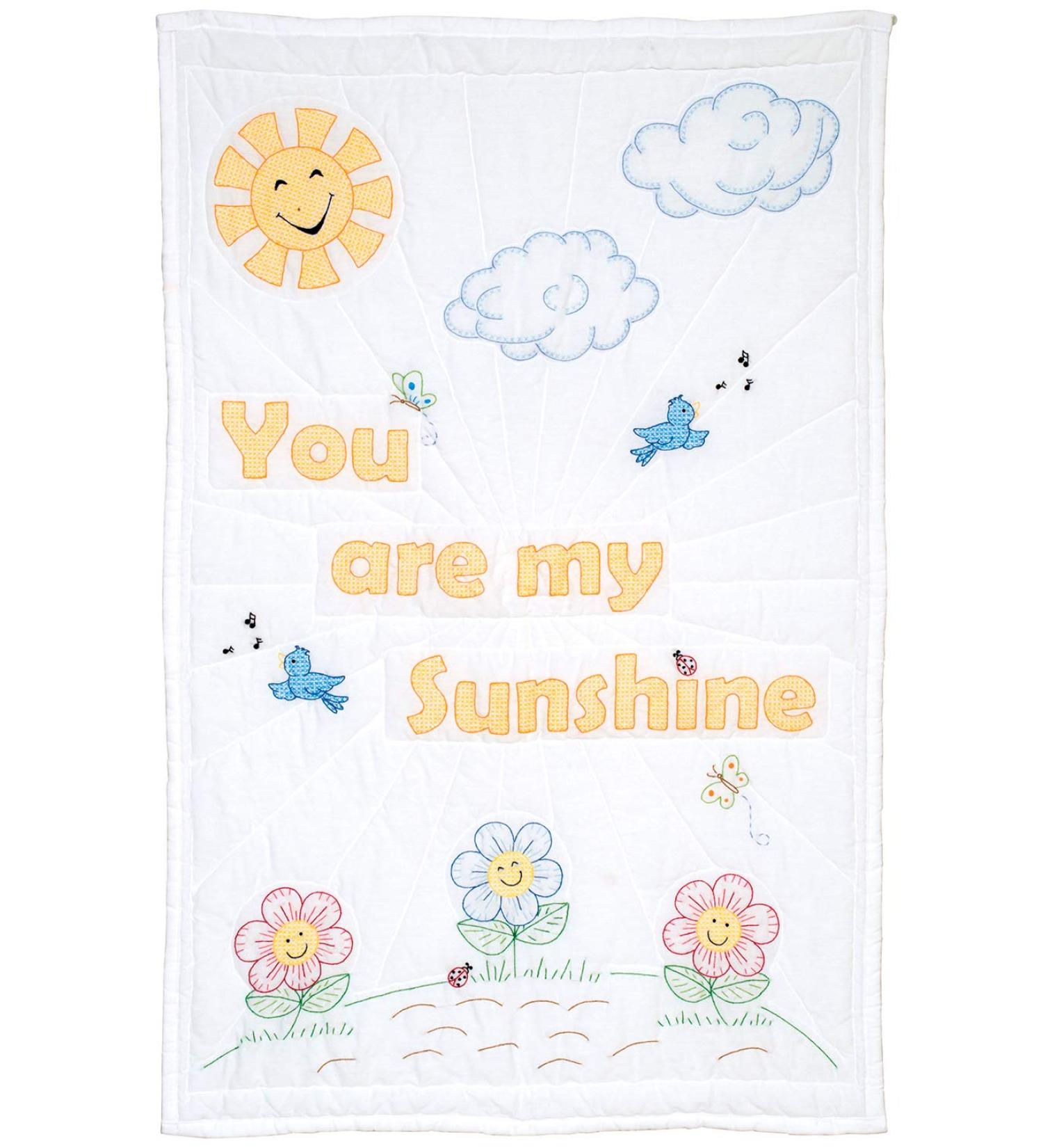 Jack Dempsey Needle Art You are My Sunshine Baby Quilt  White