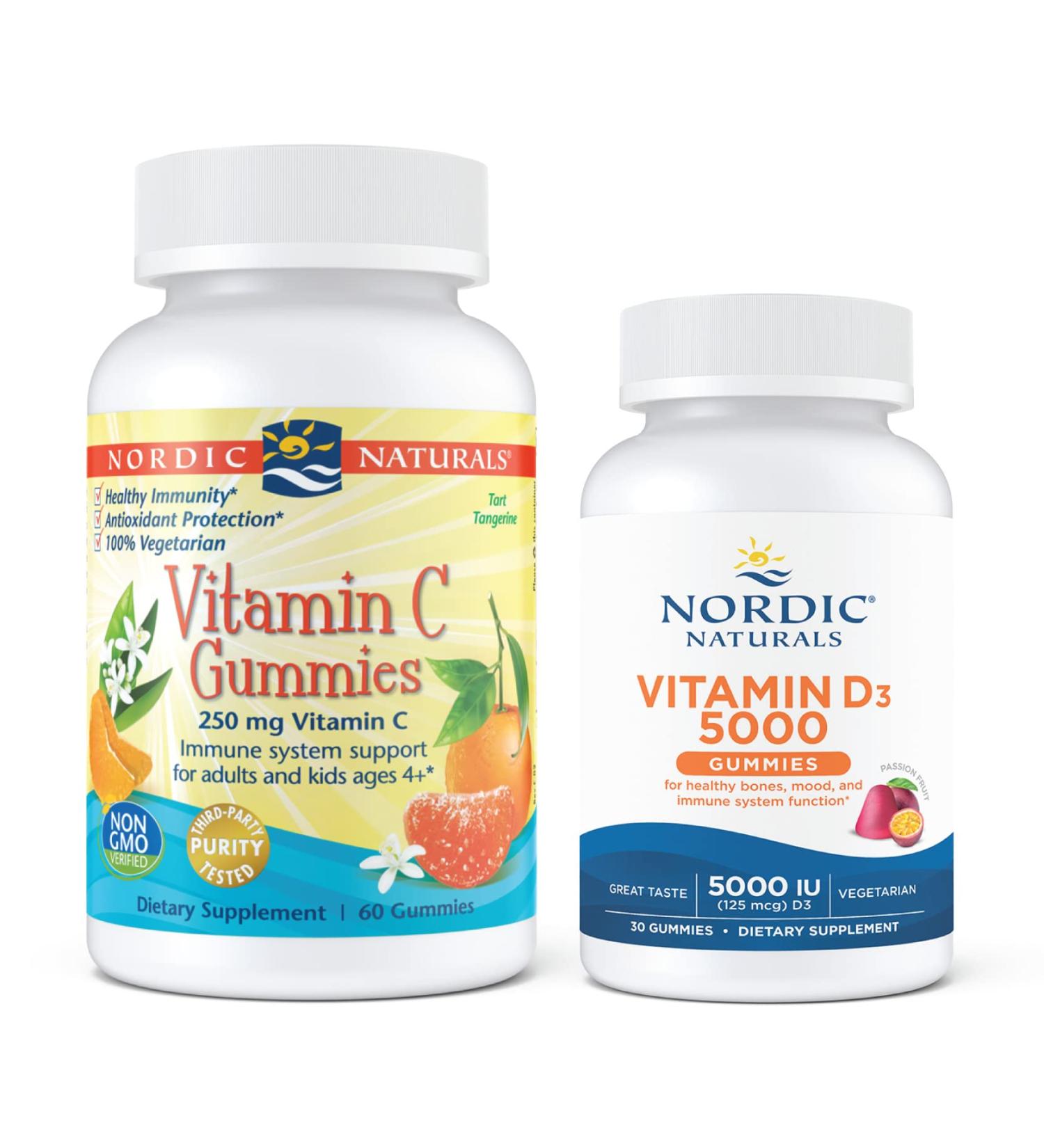Nordic Naturals Immune Resilience Vitamin Bundle - Vitamin C 120 Gummies & Vitamin D 5000 30 Gummies - Buy Online on GoSupps.com