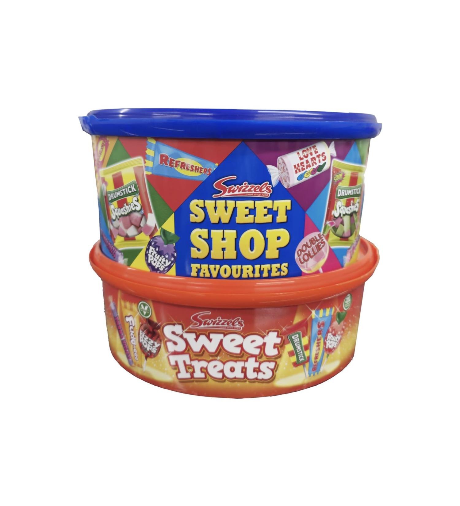 Swizzels Sweet Shop Favs Tub 650g and Sweet Treats (Vegan) Gift Tub 650g Wowboxme Bundle