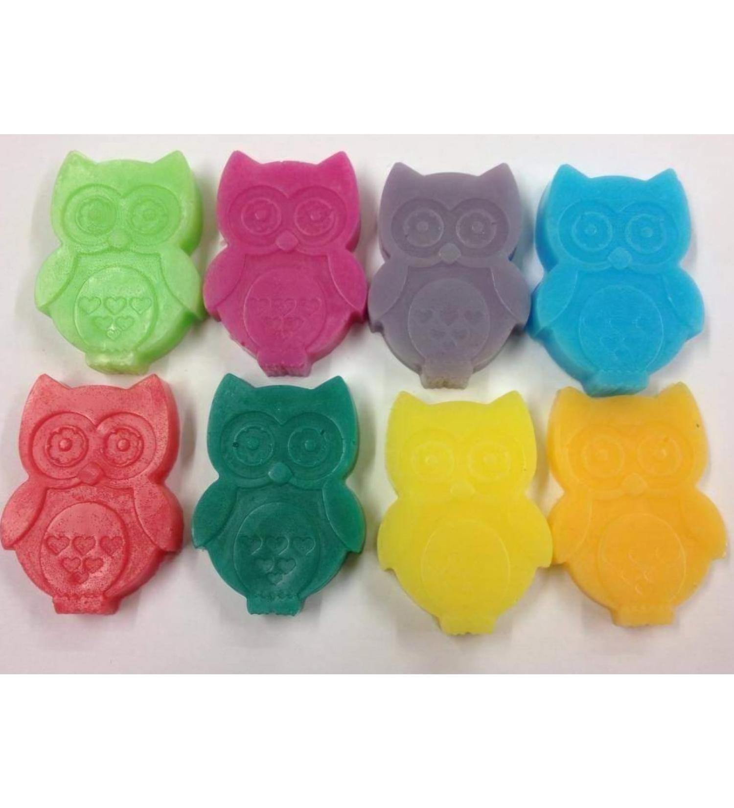8x MINI owls 3cm soaps. Suitable for sensitive skin fragrance free. Colours will vary