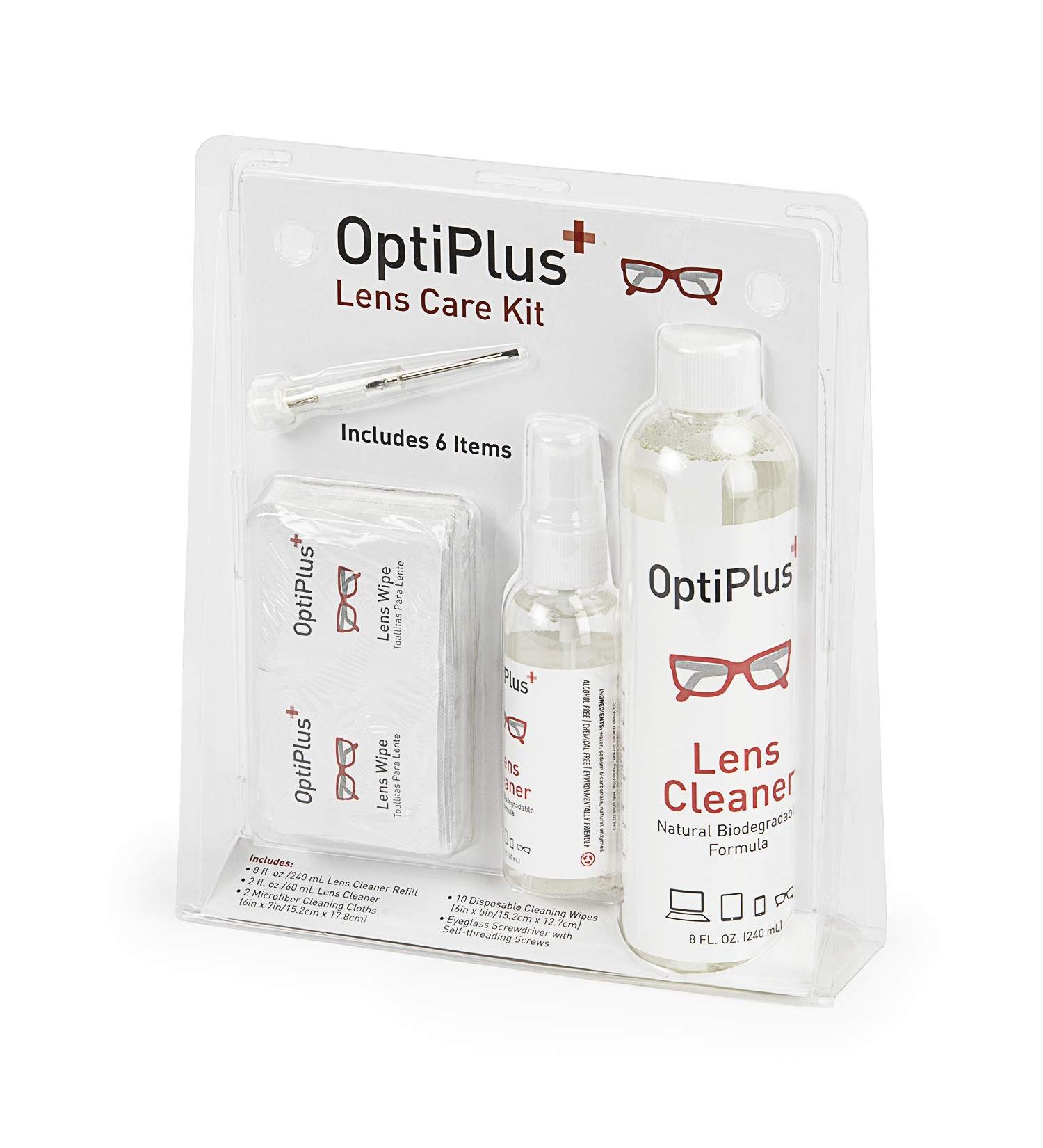 OptiPlus Lens Care Kit: Alcohol-Free Cleaner Microfiber Cloths Wipes & Eyeglass Screwdriver for Perfect Lens Maintenance - International Shipping Available - Buy Online on GoSupps.com