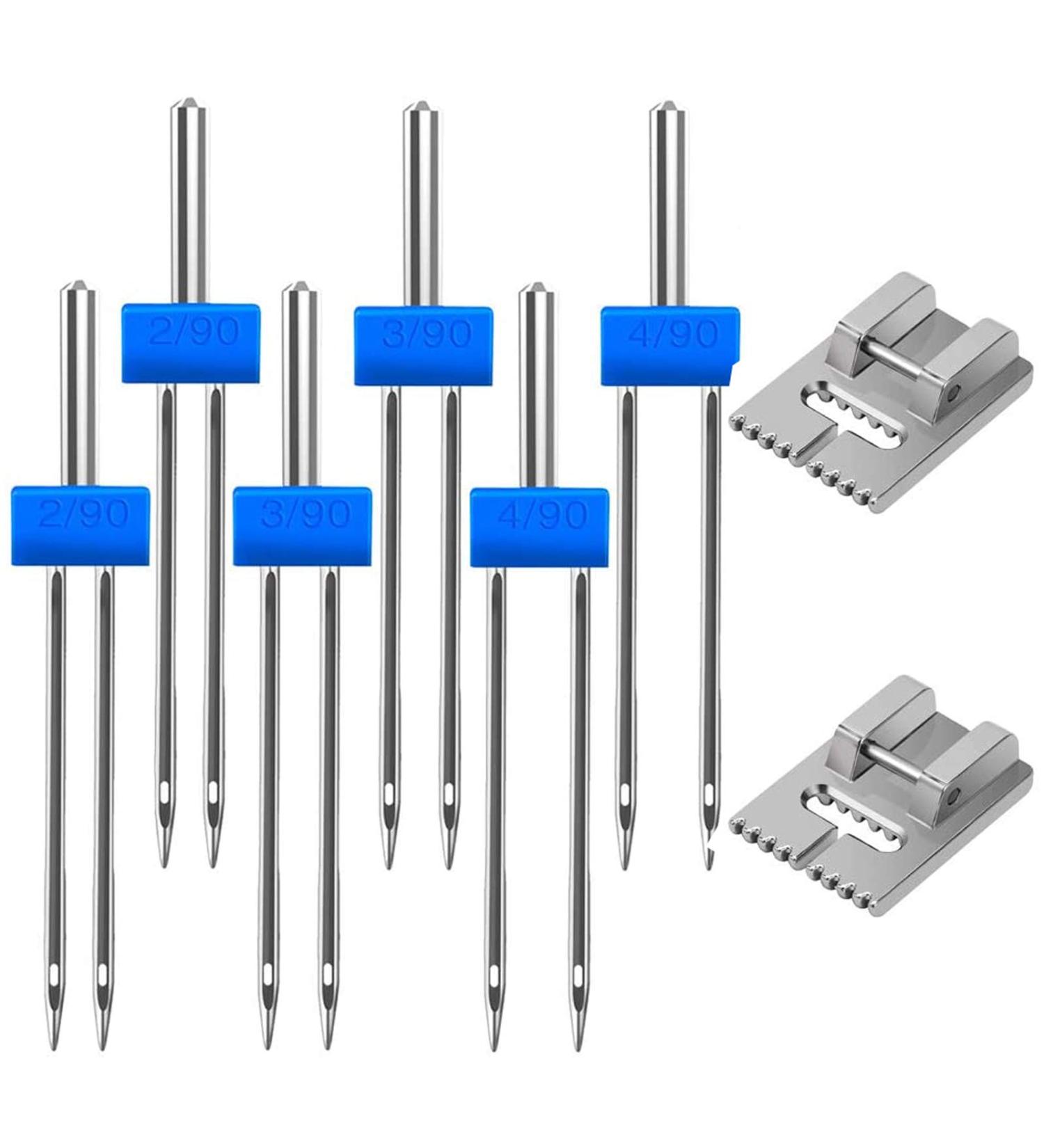 6 Pack Twin Needle Double Needle with 2 PCS 9 Groove Pintuck Presser Foot - 3 Size 2/90 3/90 4/90 | HOWRIN - Buy Online on GoSupps.com