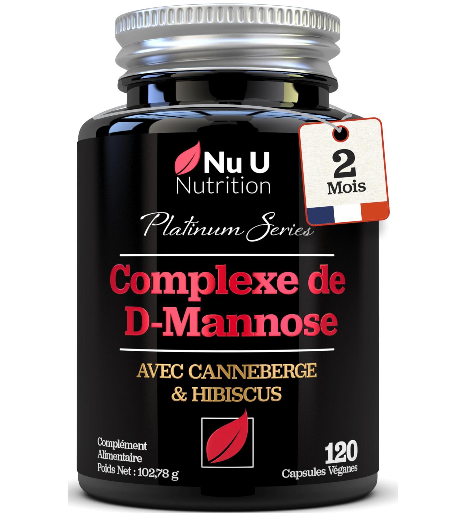 D-Mannose - 120 Capsules V ganes - Complexe 3 en 1 avec Extraits de Canneberge et d'Hibiscus - Soutien Naturel pour les Femmes - Fabriqu en Europe - Nu U Nutrition - Buy Online on GoSupps.com