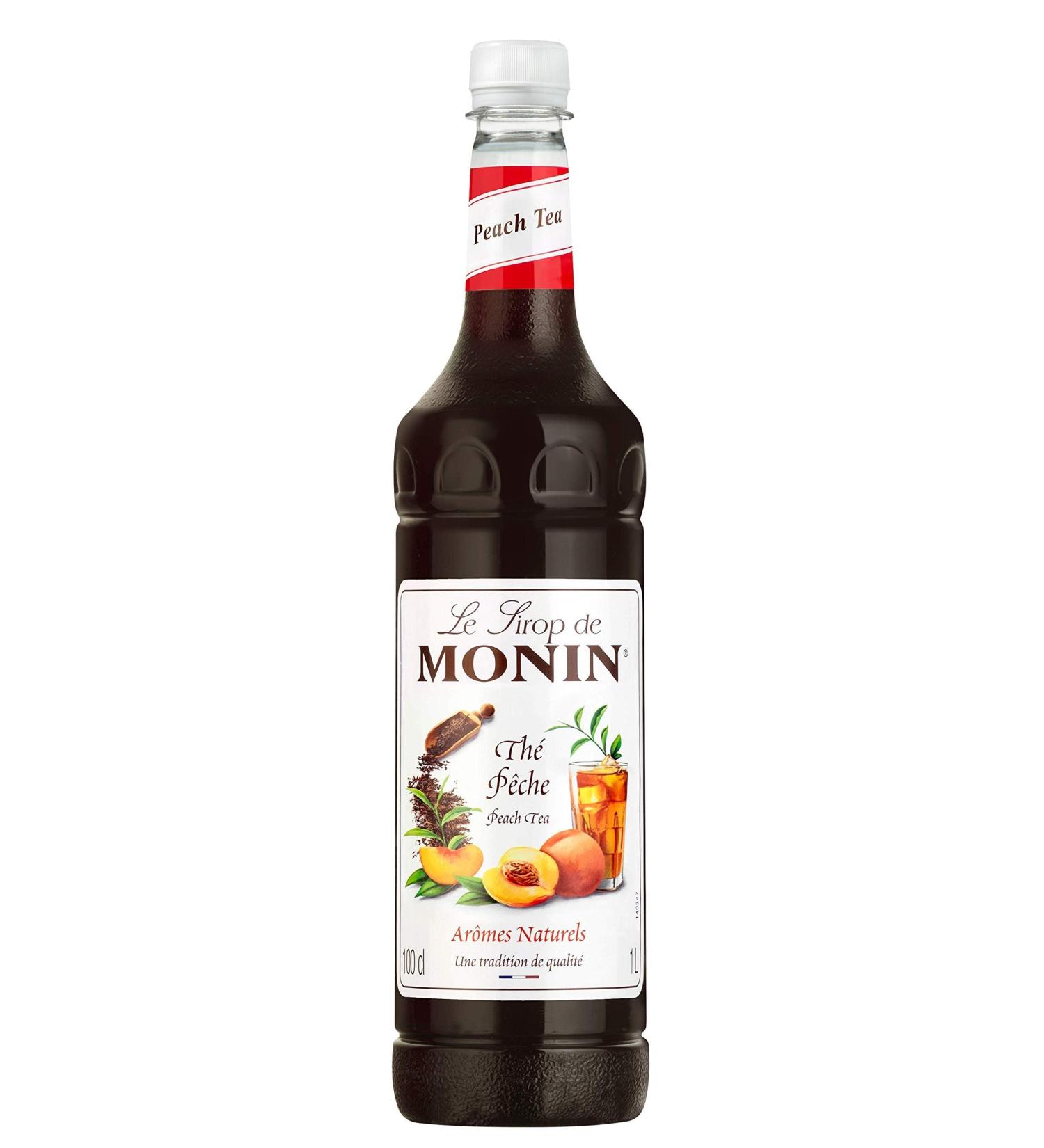 MONIN Premium Peach Tea Concentrate 1L - Vegan-Friendly, Allergen-Free, 100% Natural Flavours - Hot and Iced Teas - Peach 1L (Pack of 1) - Buy Online on GoSupps.com