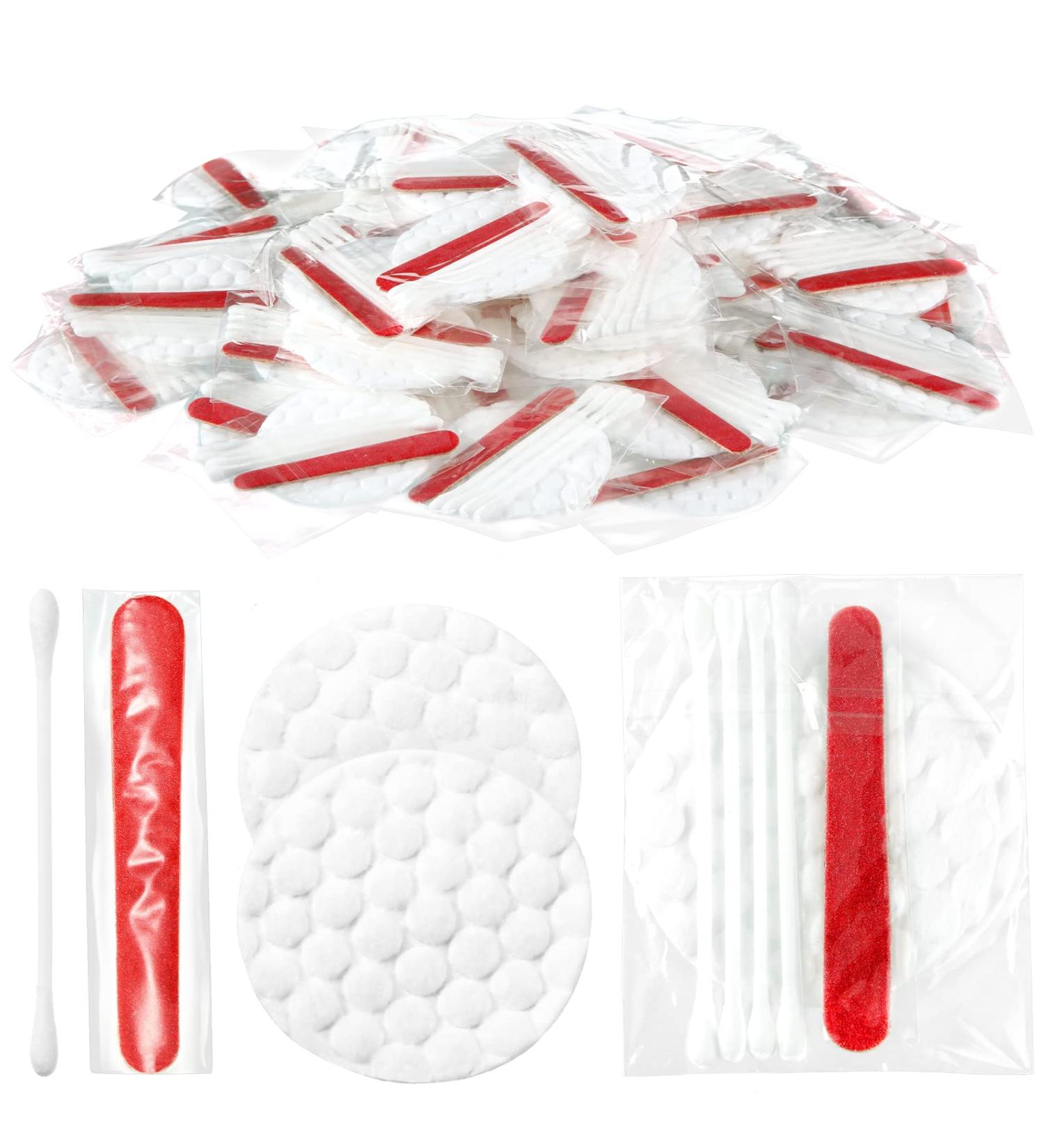 100 Piece Hotel Vanity Kit - Individually Wrapped Disposable Amenities with Cotton Pads, Swabs, and Nail File - Travel Size Hospitality Supplies for Motels and Toiletries - Buy Online on GoSupps.com