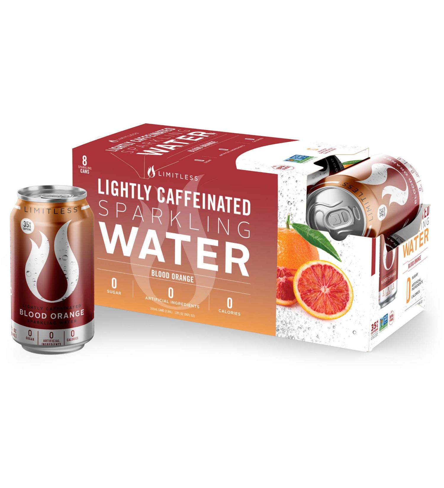 Limitless Lightly Caffeinated Sparkling Water - Blood Orange Flavor, 12 Fl Oz (Pack of 8) - Buy Online on GoSupps.com