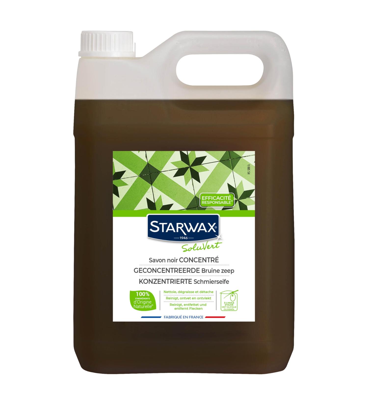STARWAX Solvert Concentrated Black Soap with Olive Oil - Cleans Degreases and Stain Removals - Responsible Effectiveness - 100% Natural Origin - Made in France - 5 L - Buy Online on GoSupps.com