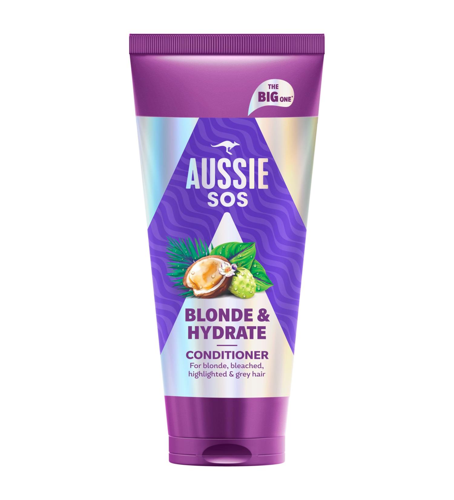 Aussie SOS Blonde Hydrate Apr s-Shampooing 350ml Pour Cheveux D color s M ches et Gris D m le et Adoucit tout en Hydratant les Cheveux Blonds et Argent s Susceptibles la S cheresse - Buy Online on GoSupps.com